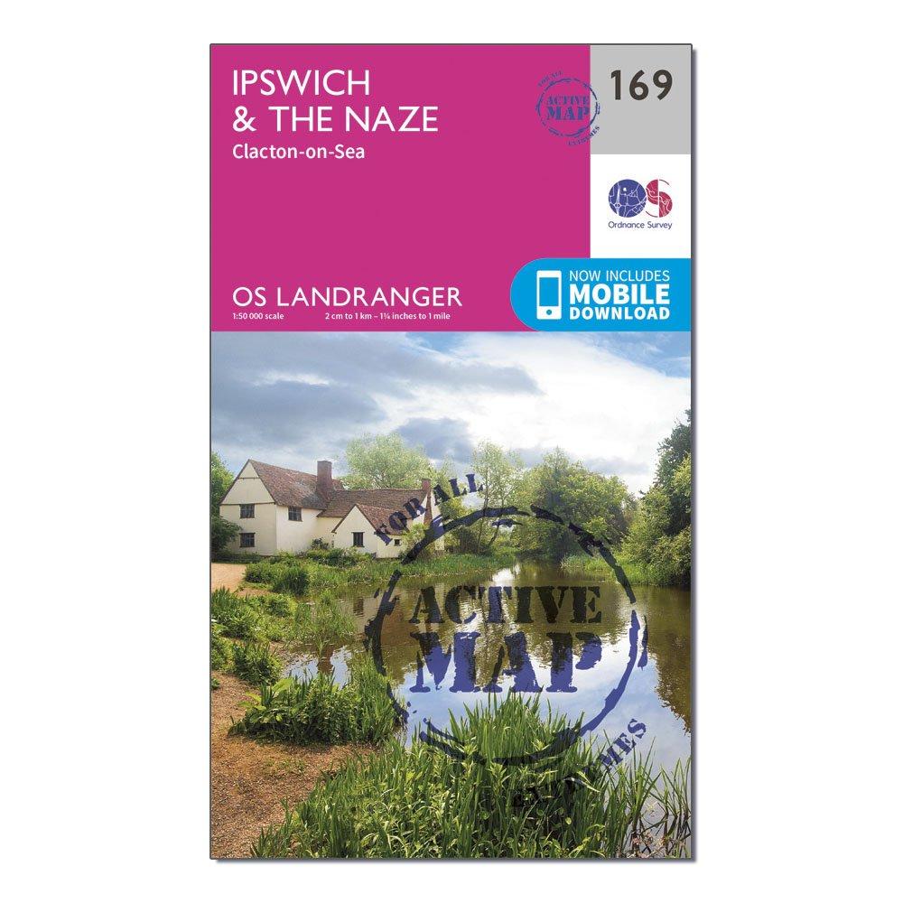 Landranger Active 169 Ipswich, The Naze & Clacton-On-Sea Map With Digital Version - Pink, Pink