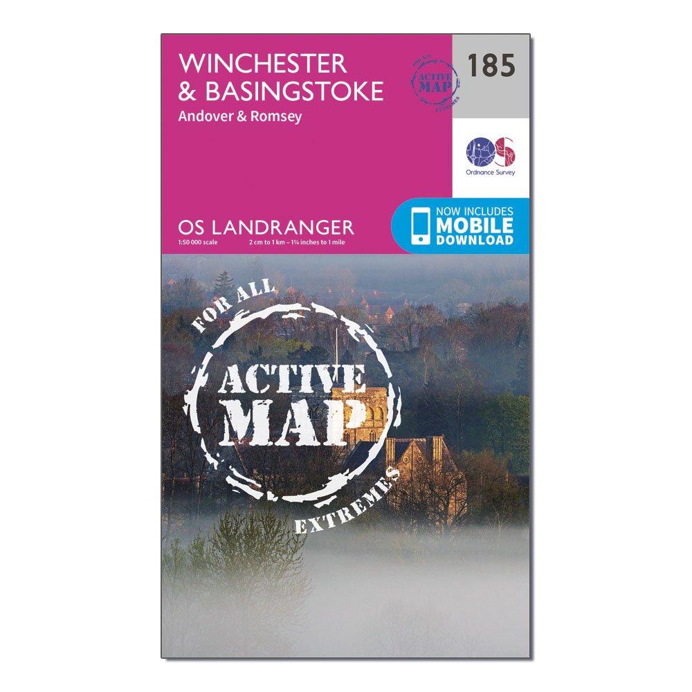 Landranger Active 185 Winchester & Basingstoke, Andover & Romsey Map With Digital Version - Pink, Pink