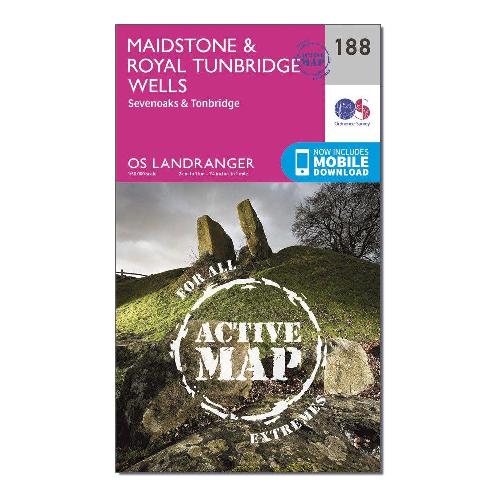 Landranger Active 188 Maidstone & Royal Tunbridge Wells Map With Digital Version - Pink, Pink