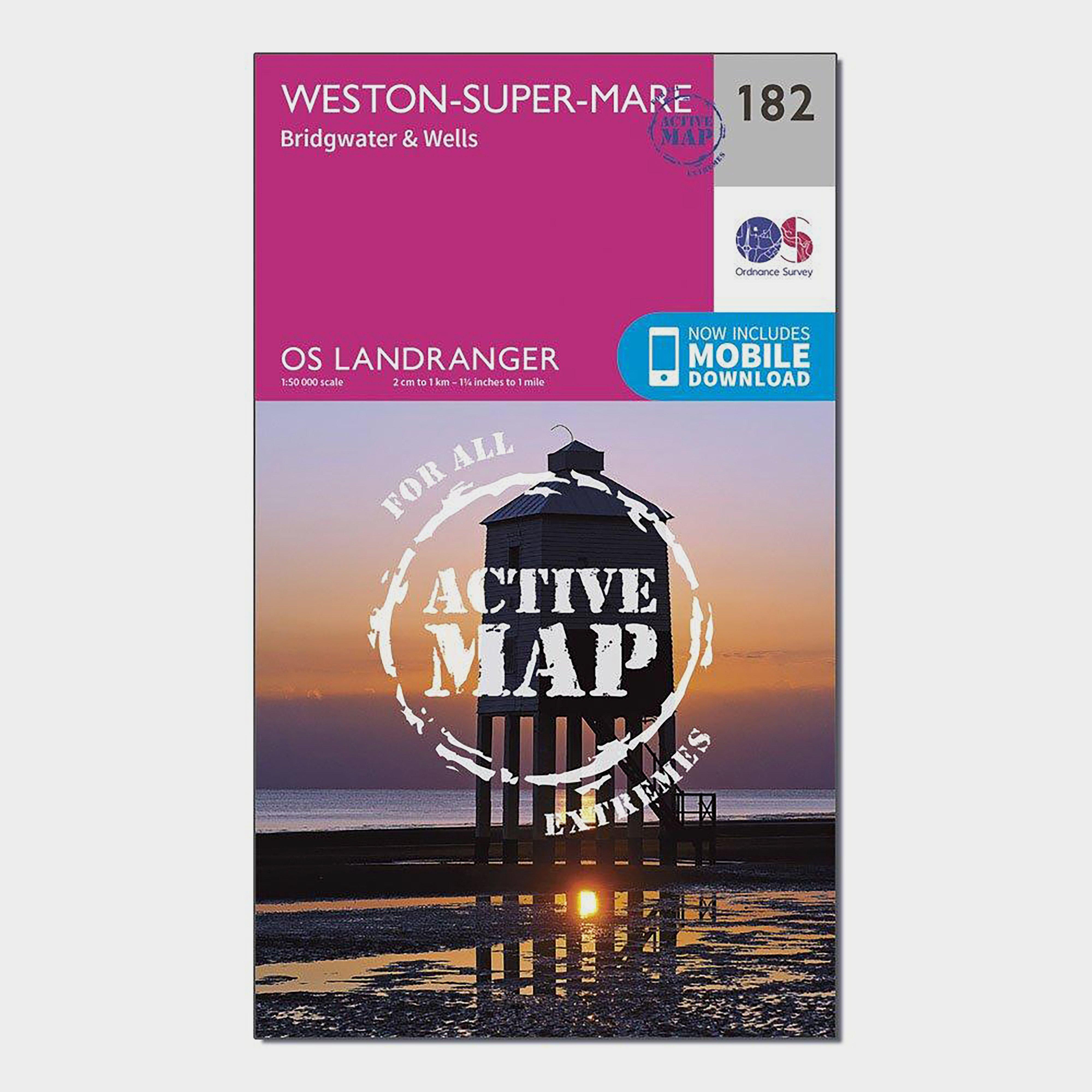 Image of Ordnance Survey Landranger Active 182 Weston-Super-Mare, Bridgwater & Wells Map With Digital Version, D