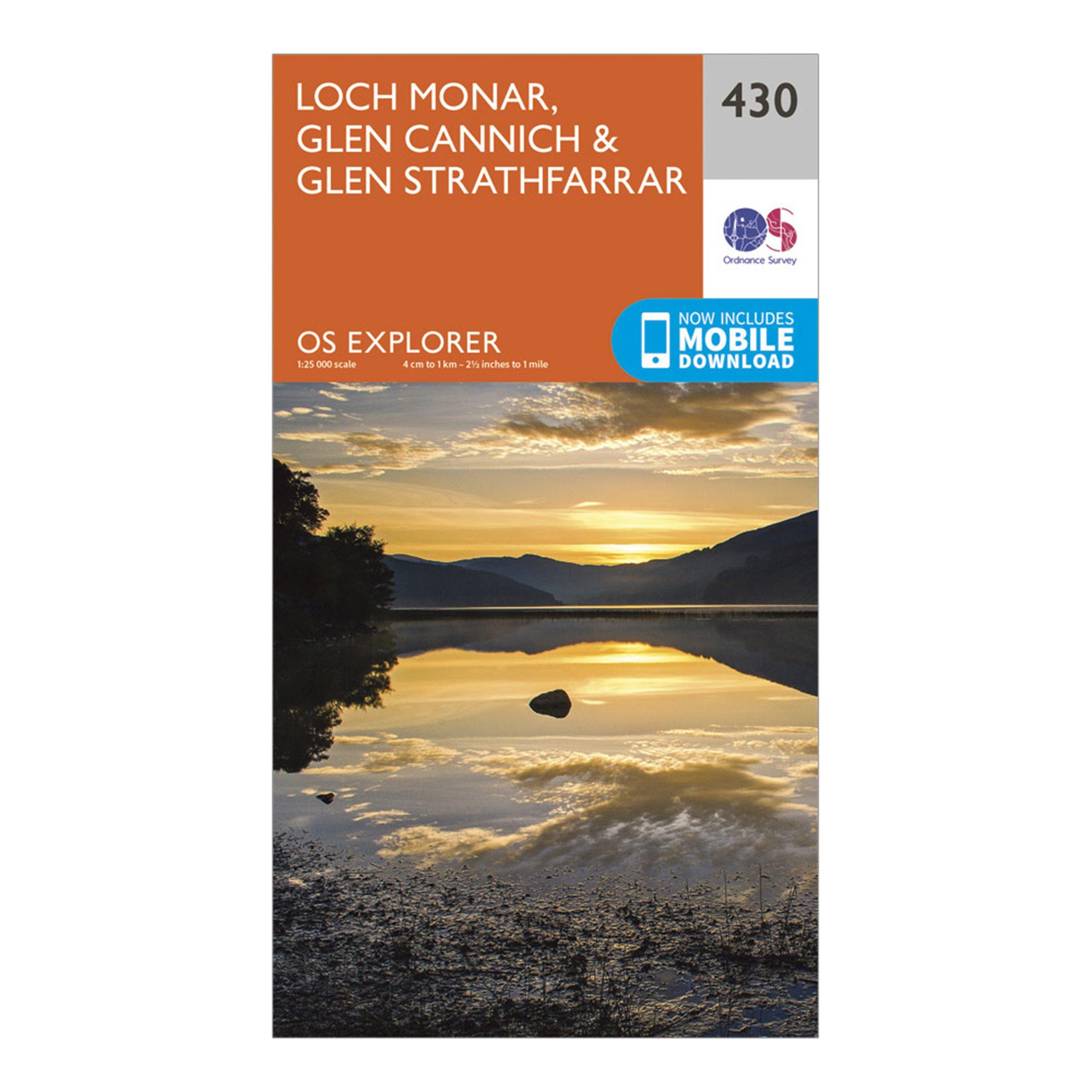 Image of Ordnance Survey Explorer 430 Loch Monar, Glen Cannich & Glen Strathfarrar Map With Digital Version - Orange, Orange