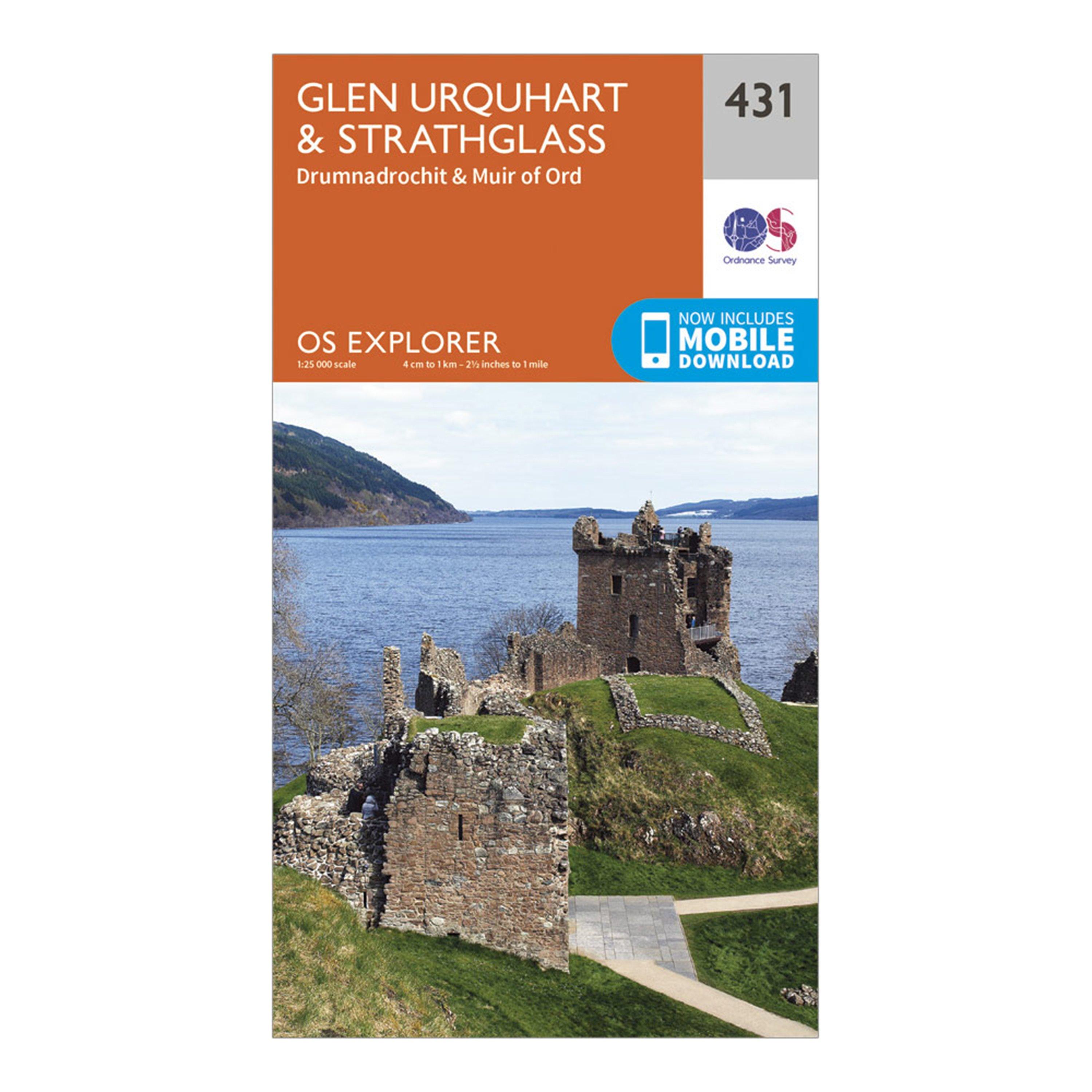 Image of Ordnance Survey Explorer 431 Glen Urquhart & Strathglass Map With Digital Version - Orange, Orange