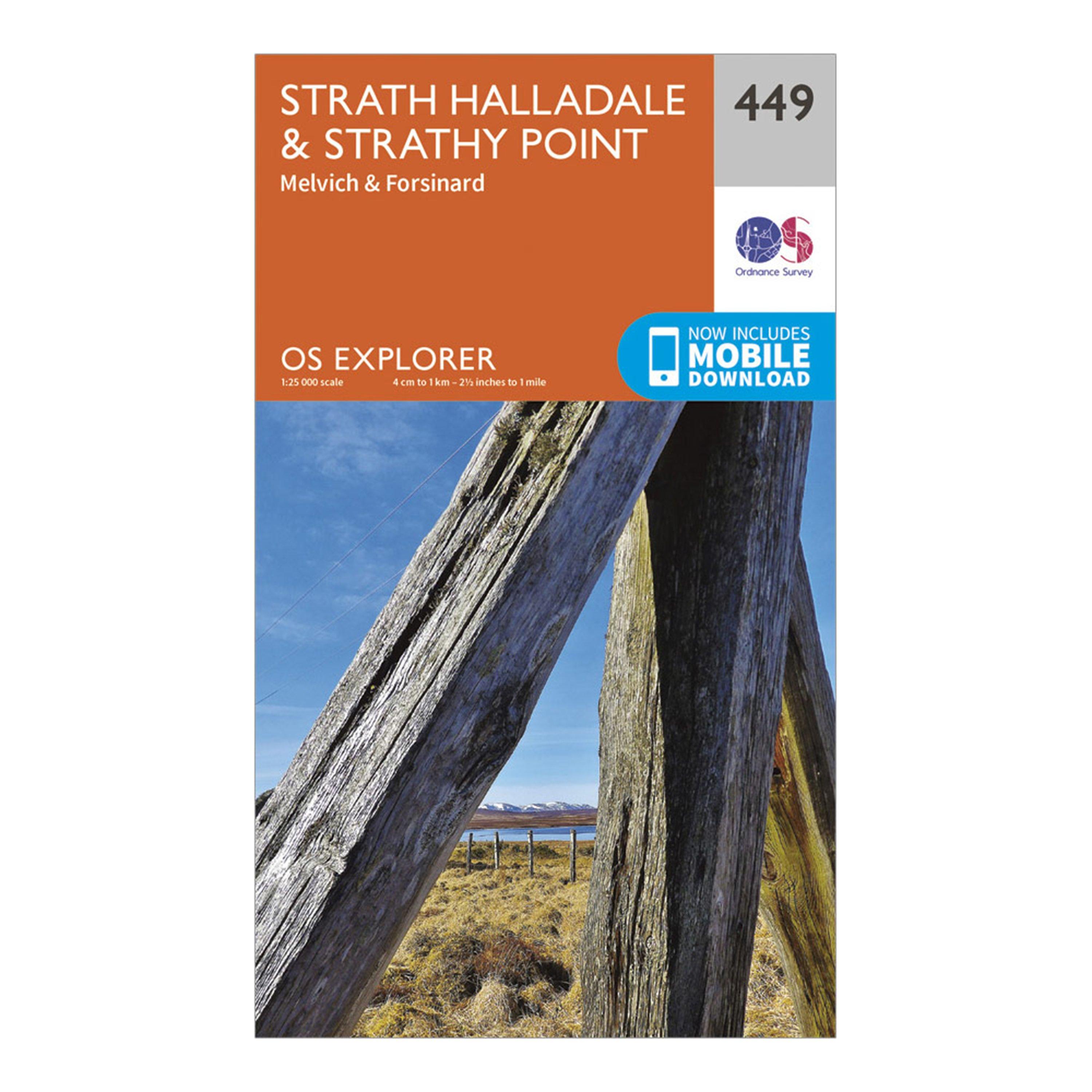 Image of Ordnance Survey Explorer 449 Strath Halladale & Strathy Point Map With Digital Version - Orange, Orange