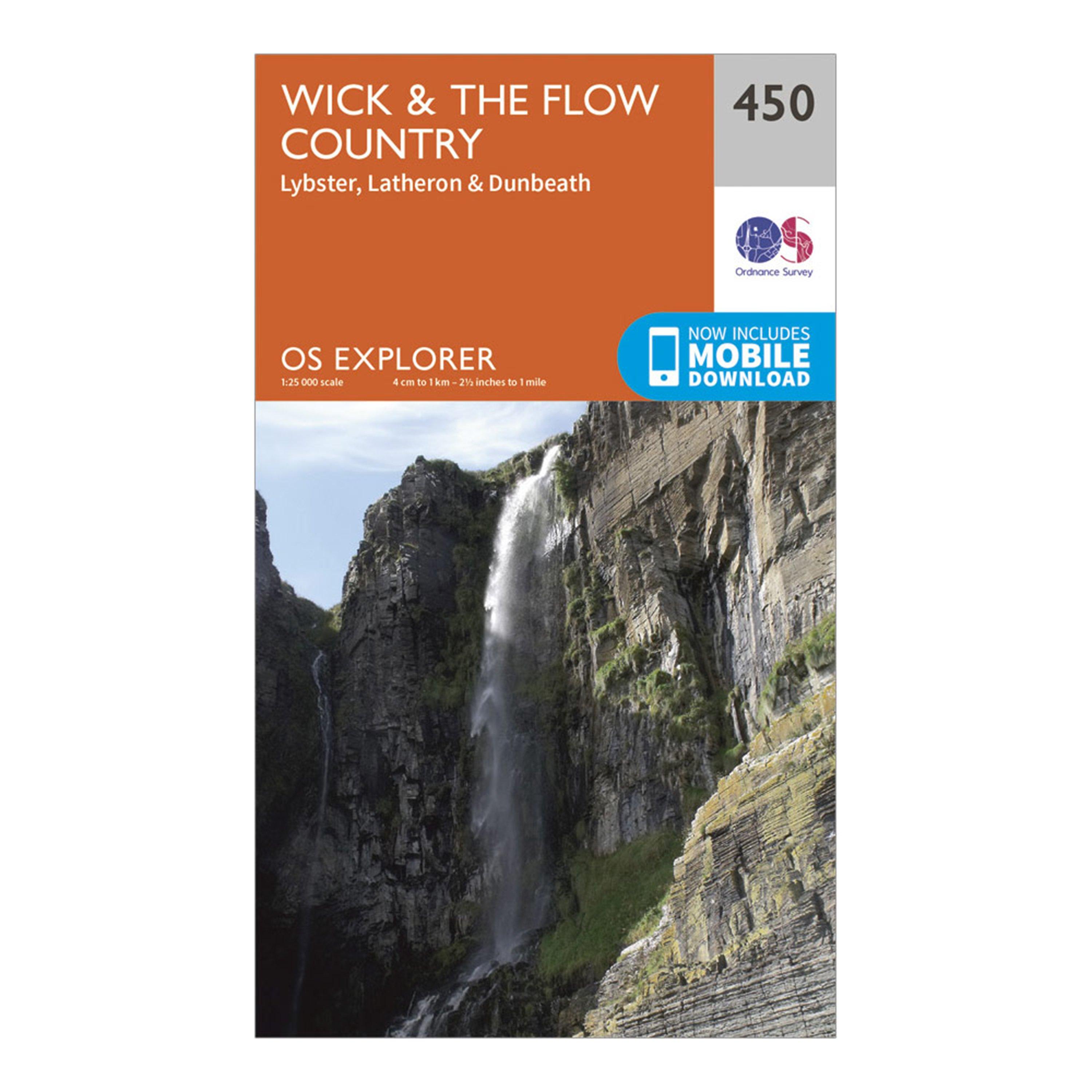 Image of Ordnance Survey Explorer 450 Wick & The Flow Country Map With Digital Version - Orange, Orange