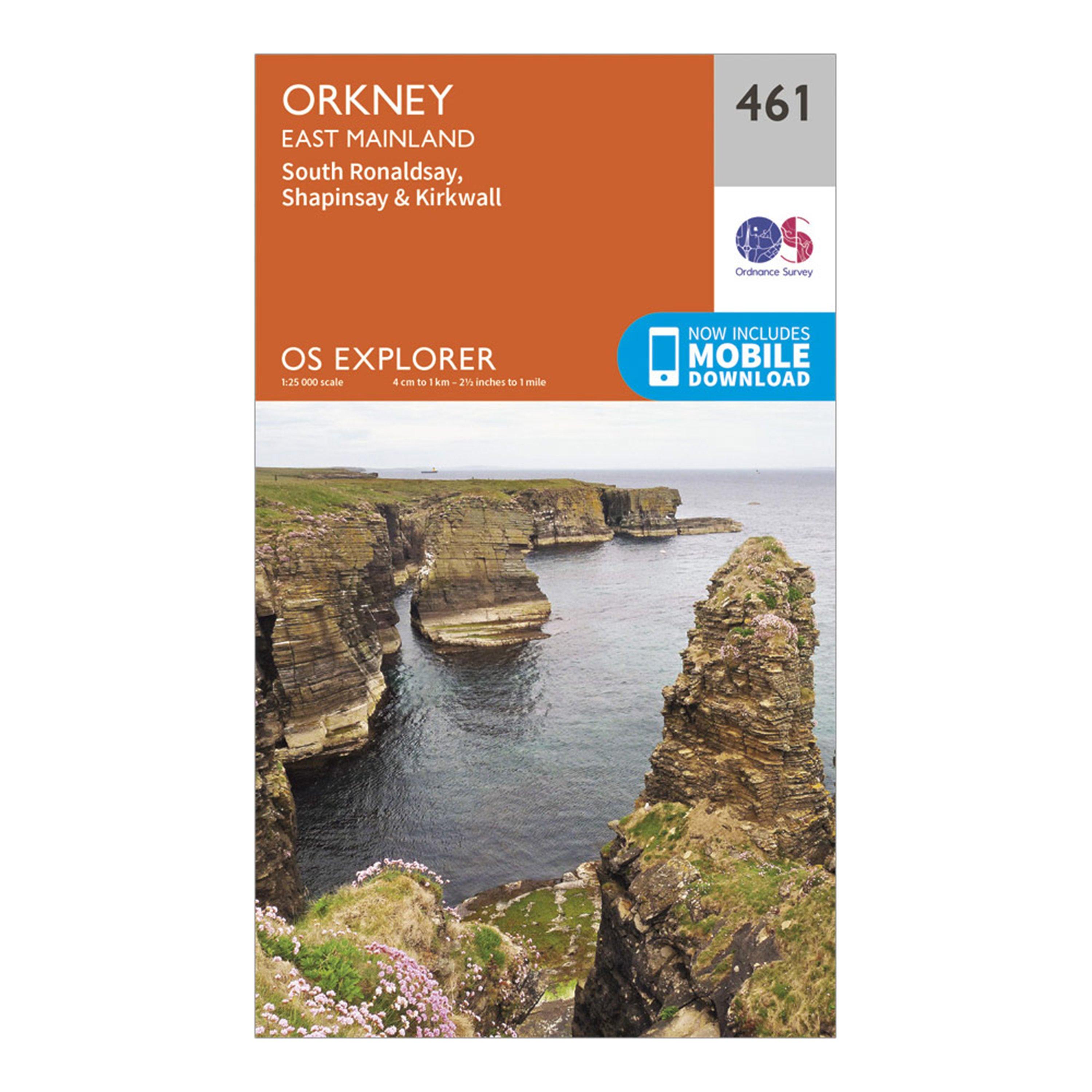 Image of Ordnance Survey Explorer 461 Orkney - East Mainland Map With Digital Version - Orange, Orange