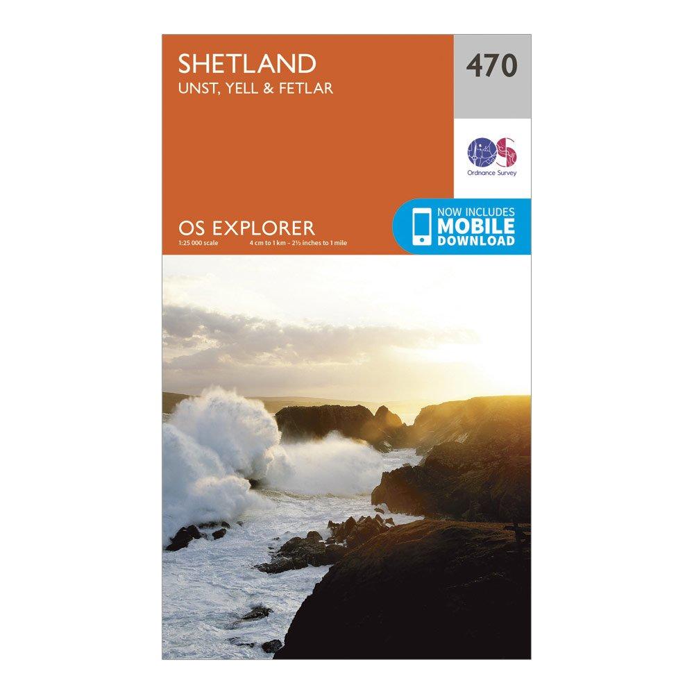 Explorer 470 Shetland - Unst, Yell & Fetlar Map With Digital Version - Orange, Orange