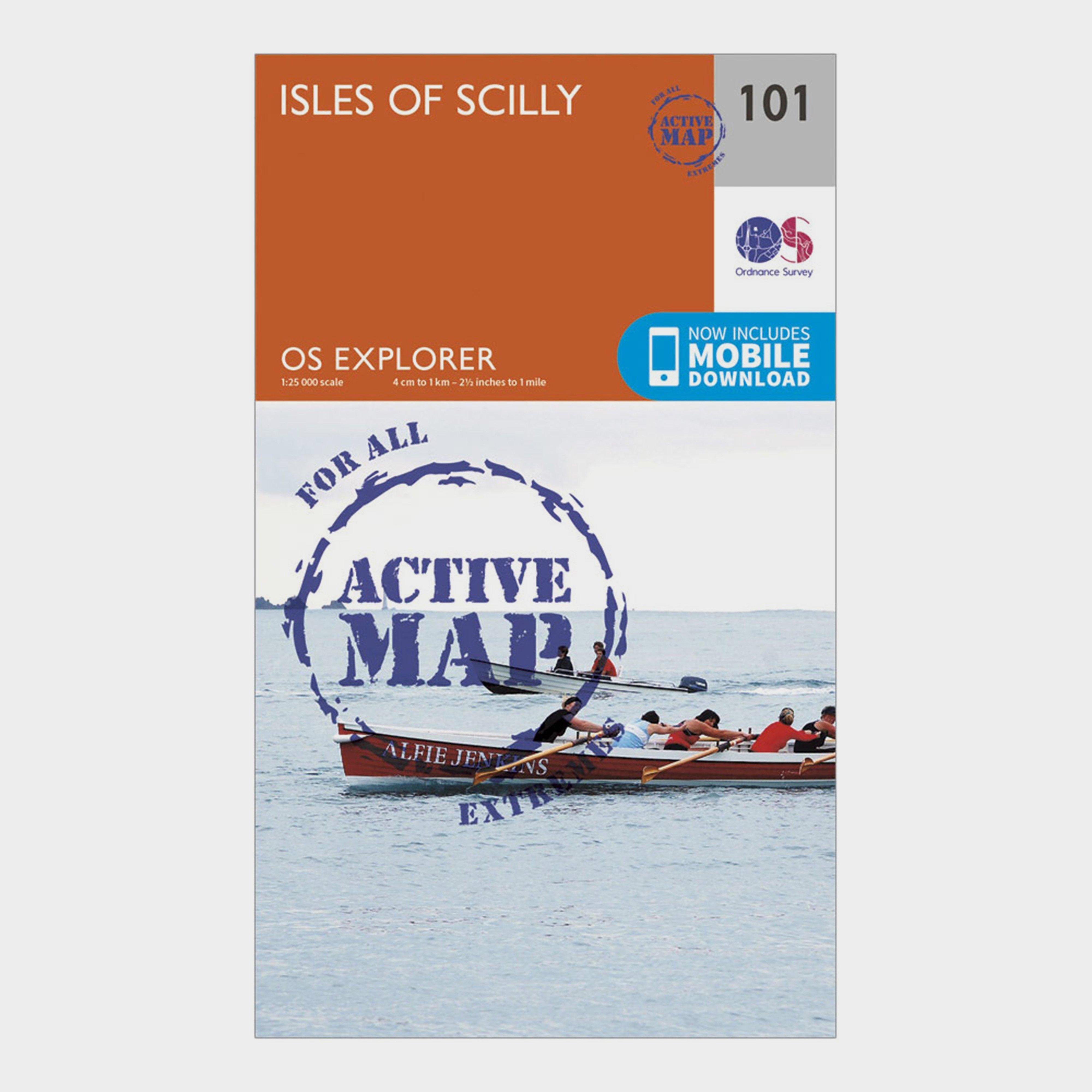 Image of Ordnance Survey Explorer Active 101 Isles Of Scilly Map With Digital Version - Orange, Orange