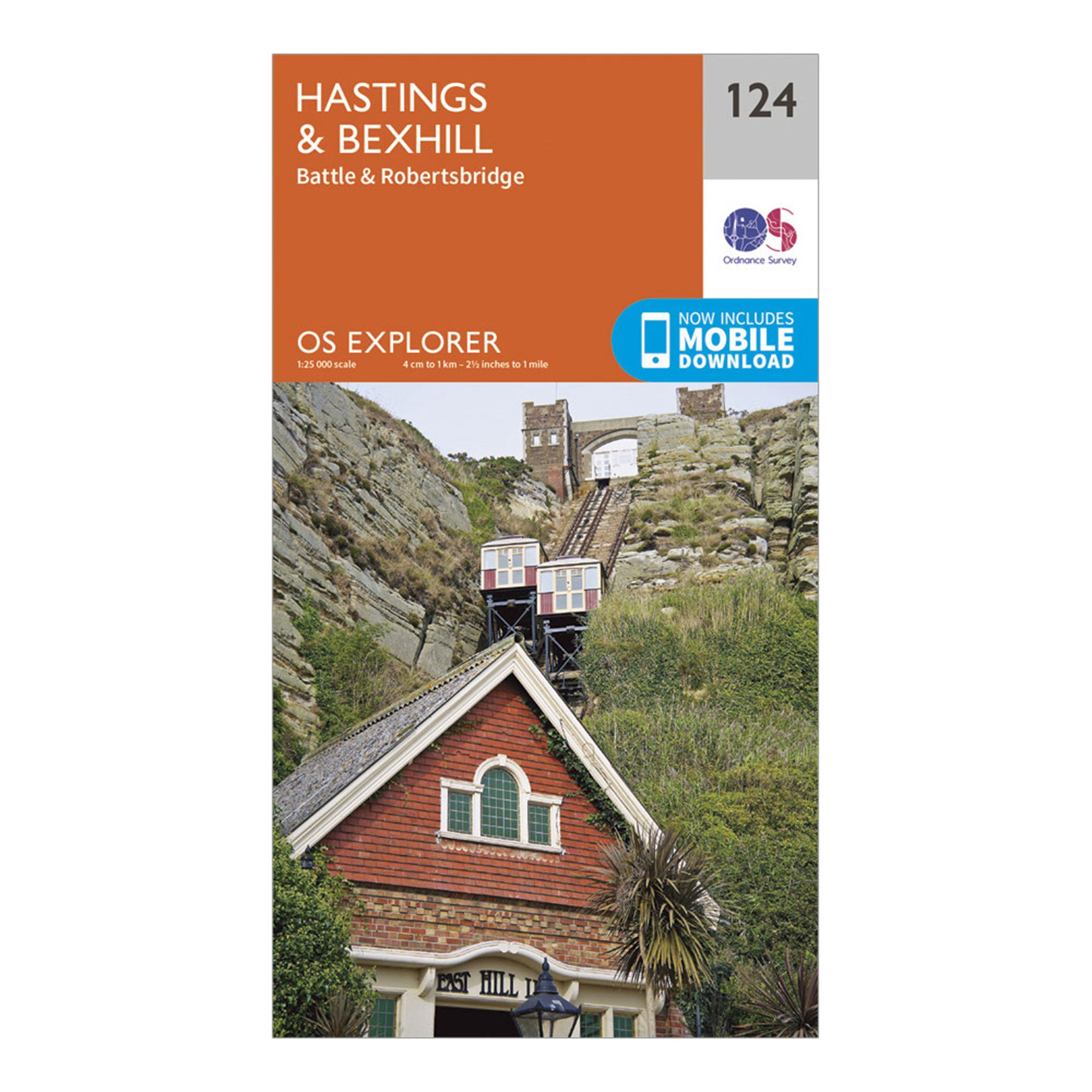 Image of Ordnance Survey Explorer 124 Hastings & Bexhill Map With Digital Version - Orange, Orange