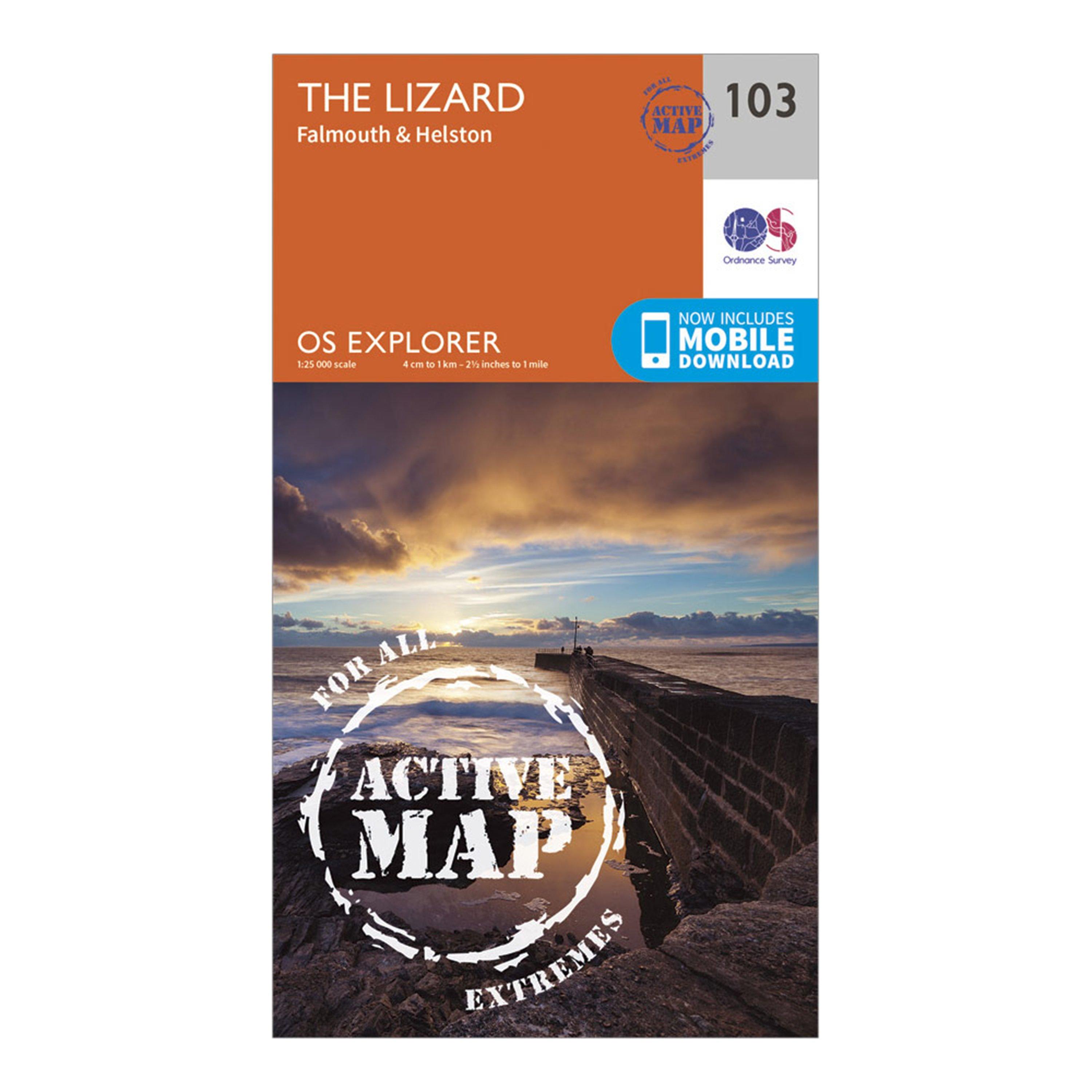 Image of Ordnance Survey Explorer Active 103 The Lizard Map With Digital Version - Orange, Orange