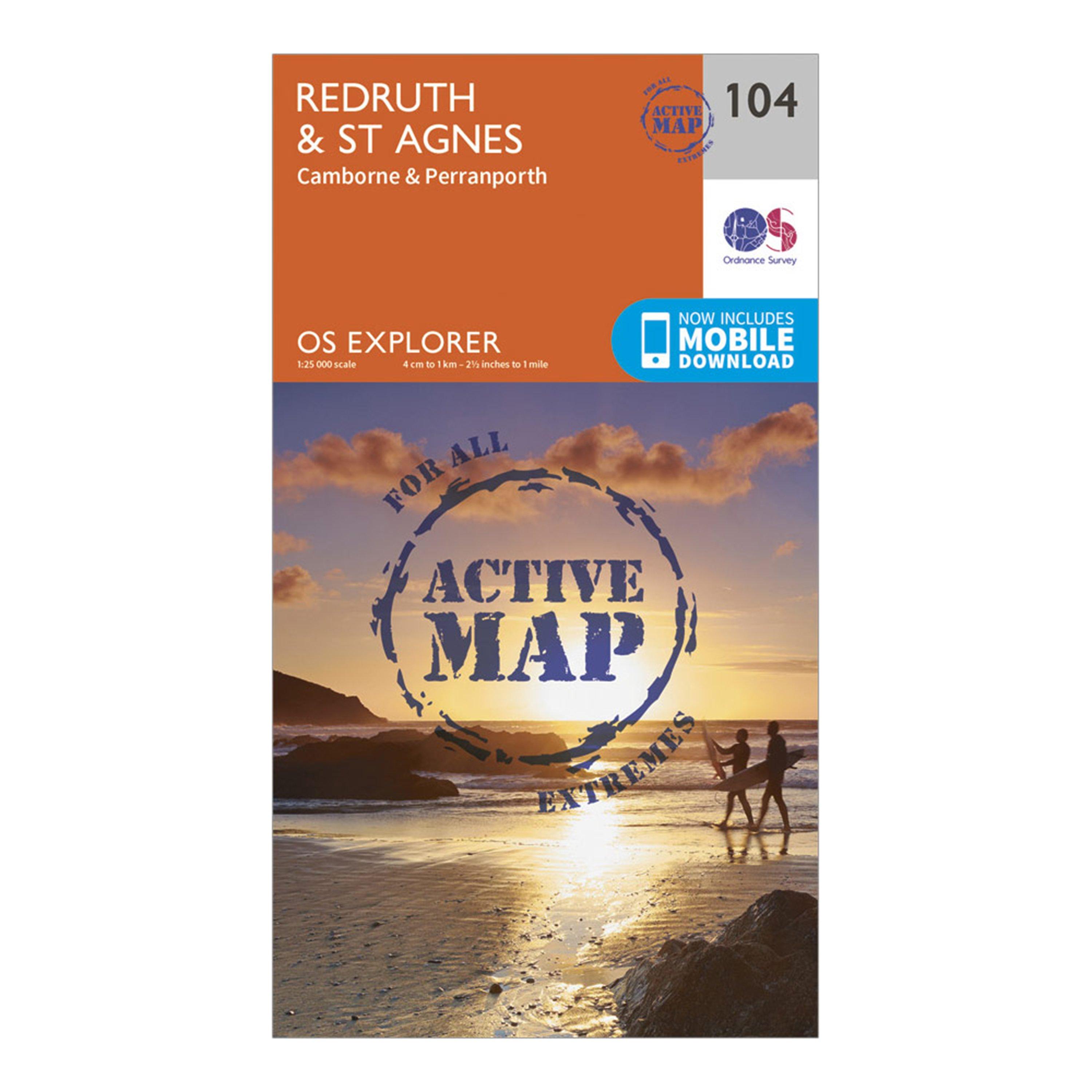 Image of Ordnance Survey Explorer Active 104 Redruth & St Agnes Map With Digital Version - Orange, Orange