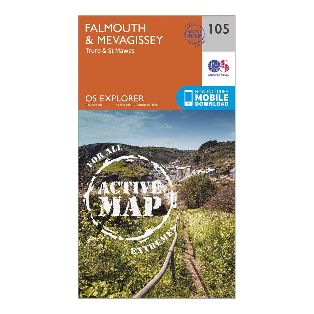 Image of Ordnance Survey Explorer Active 105 Falmouth & Mevagissey Map With Digital Version - Orange, Orange