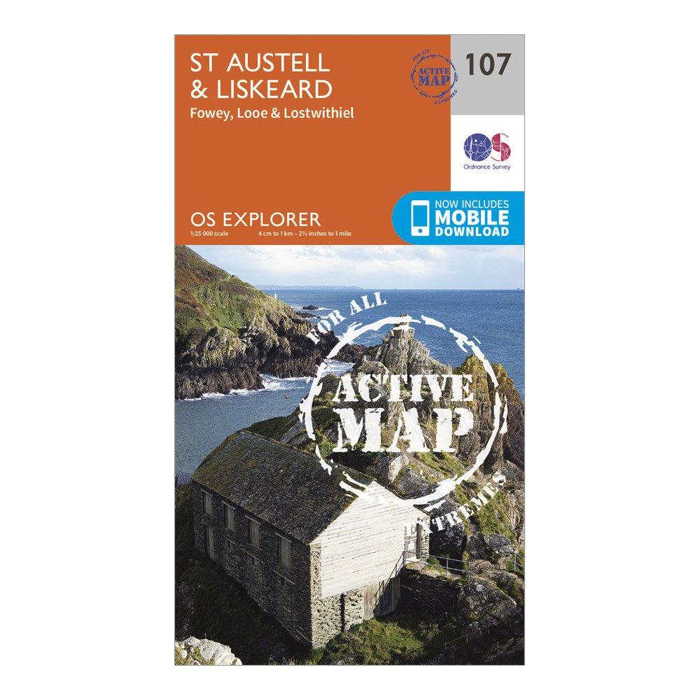 Image of Ordnance Survey Explorer Active 107 St Austell & Liskeard Map With Digital Version - Orange, Orange