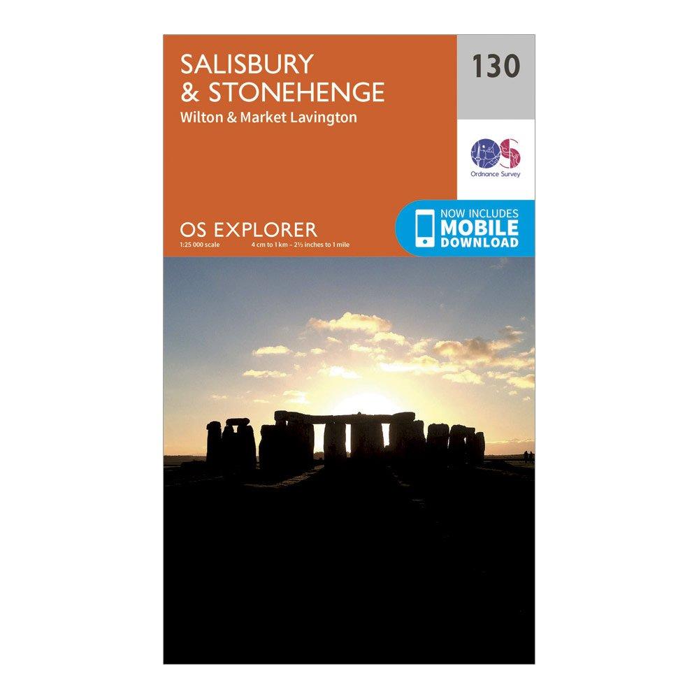 Image of Ordnance Survey Explorer 130 Salisbury & Stonehenge Map With Digital Version - Orange, Orange