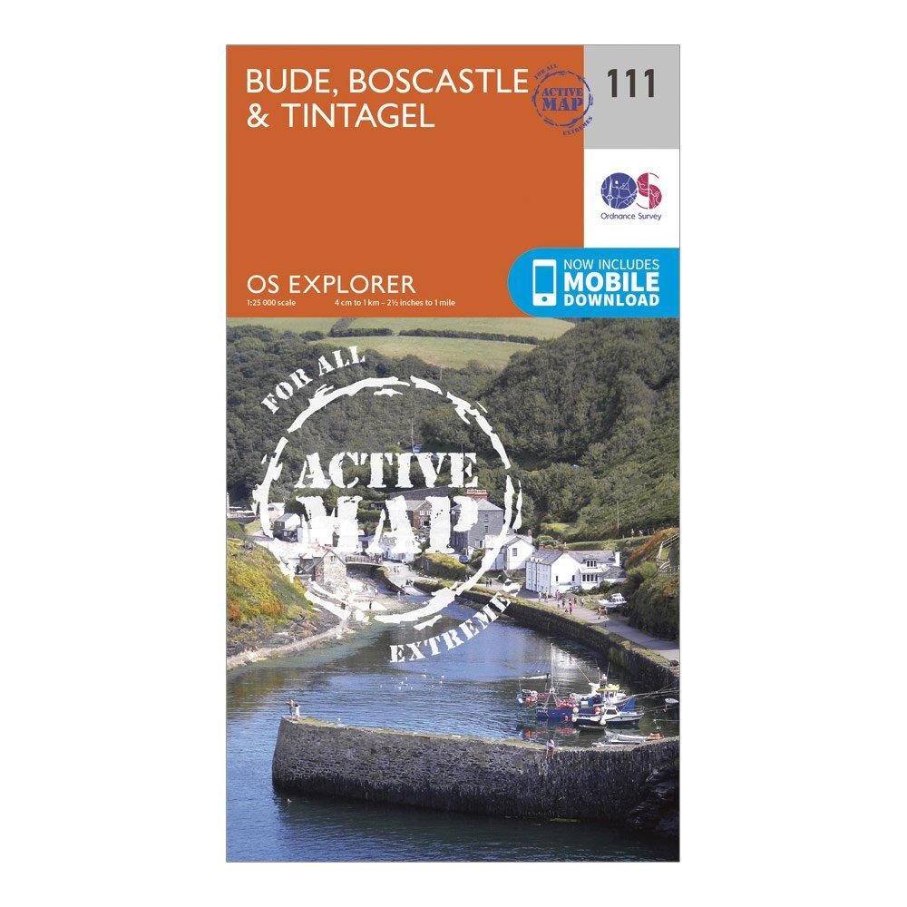 Image of Ordnance Survey Explorer Active 111 Bude, Boscastle & Tintagel Map With Digital Version - Orange, Orange