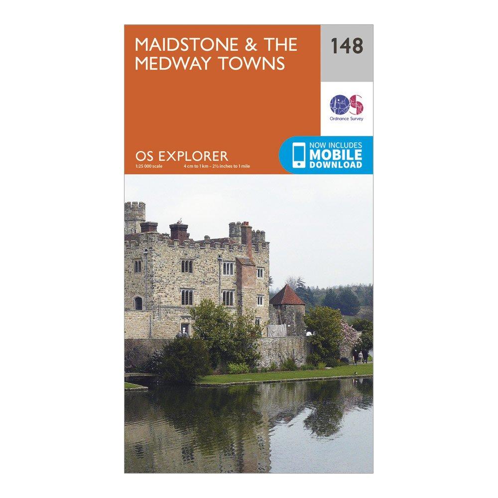 Image of Ordnance Survey Explorer 148 Maidstone & The Medway Towns Map With Digital Version - Orange, Orange