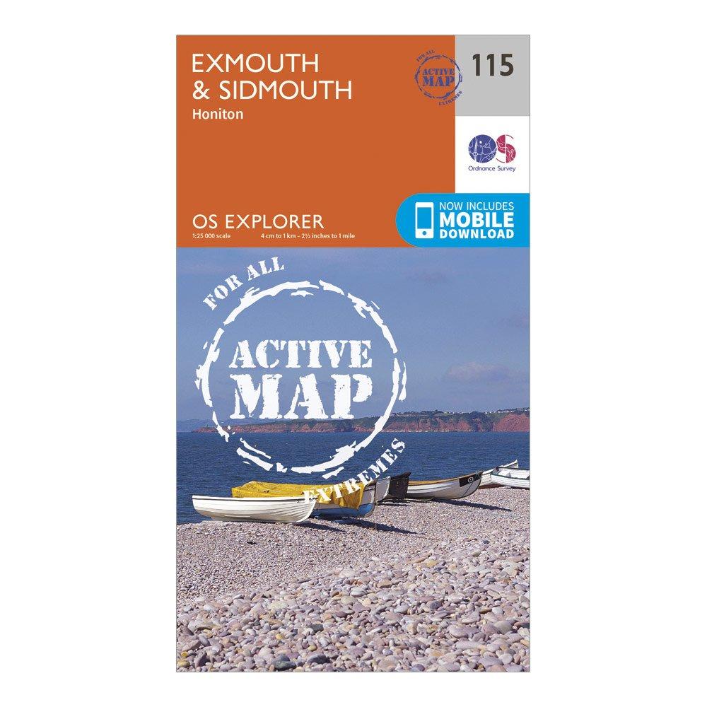 Image of Ordnance Survey Explorer Active 115 Exmouth & Sidmouth Map With Digital Version - Orange, Orange