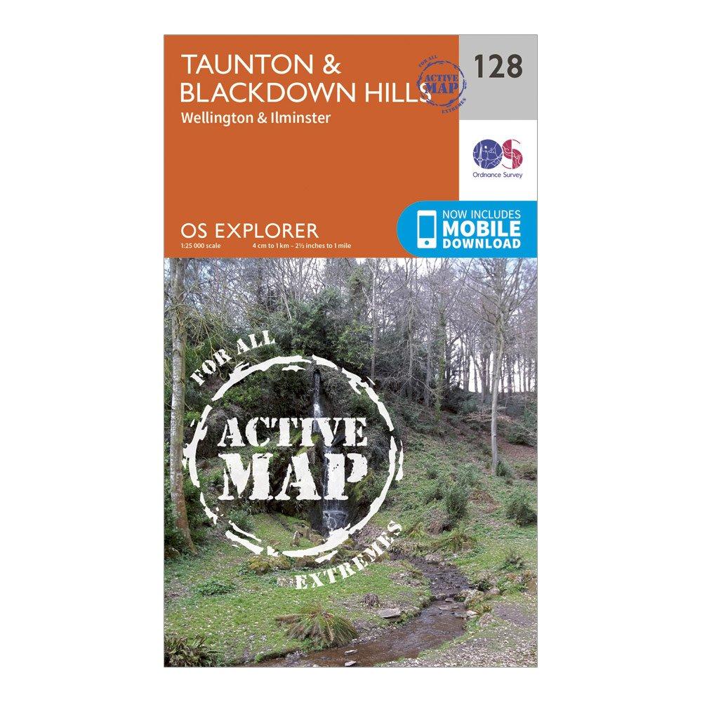 Image of Ordnance Survey Explorer Active 128 Taunton & Blackdown Hills Map With Digital Version - Orange, Orange