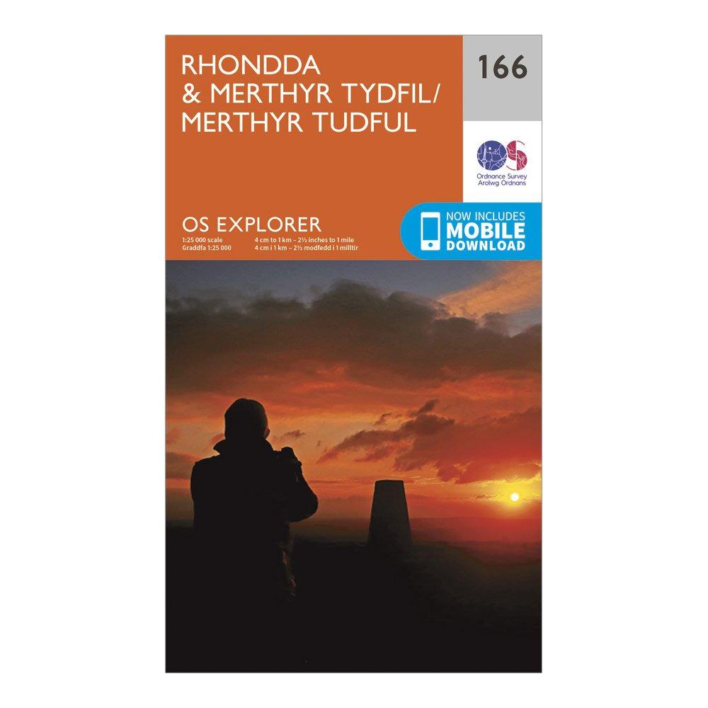 Image of Ordnance Survey Explorer 166 Rhondda & Merthyr Tydfil Map With Digital Version - Orange, Orange