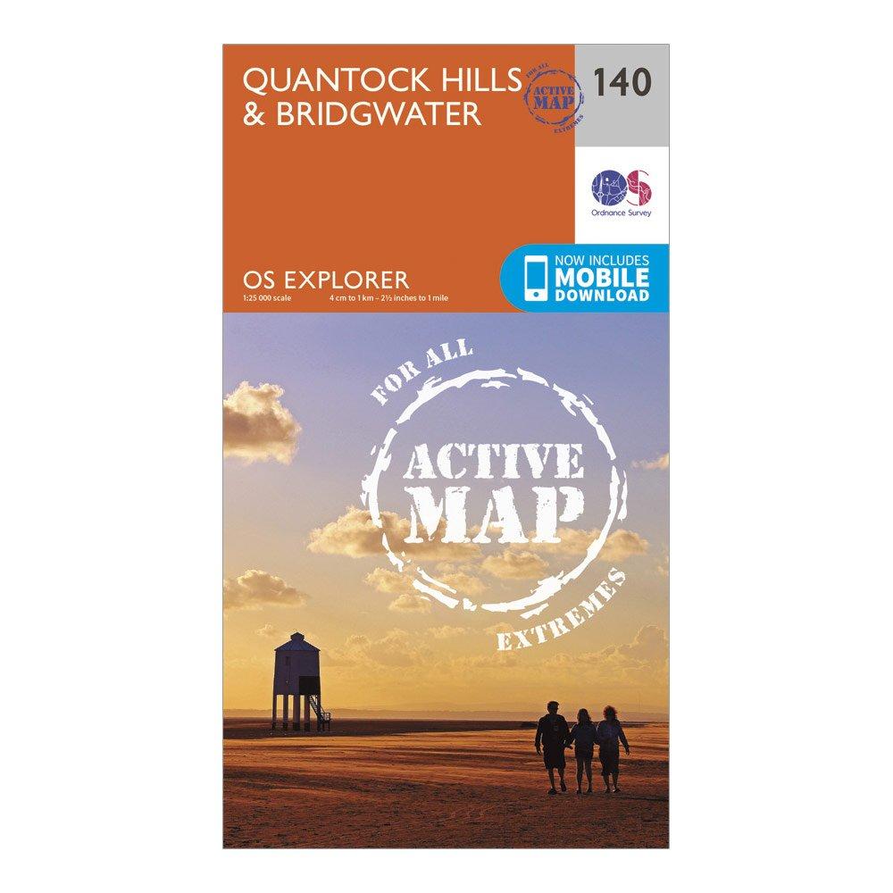Image of Ordnance Survey Explorer Active 140 Quantock Hills & Bridgewater Map With Digital Version - Orange, Orange