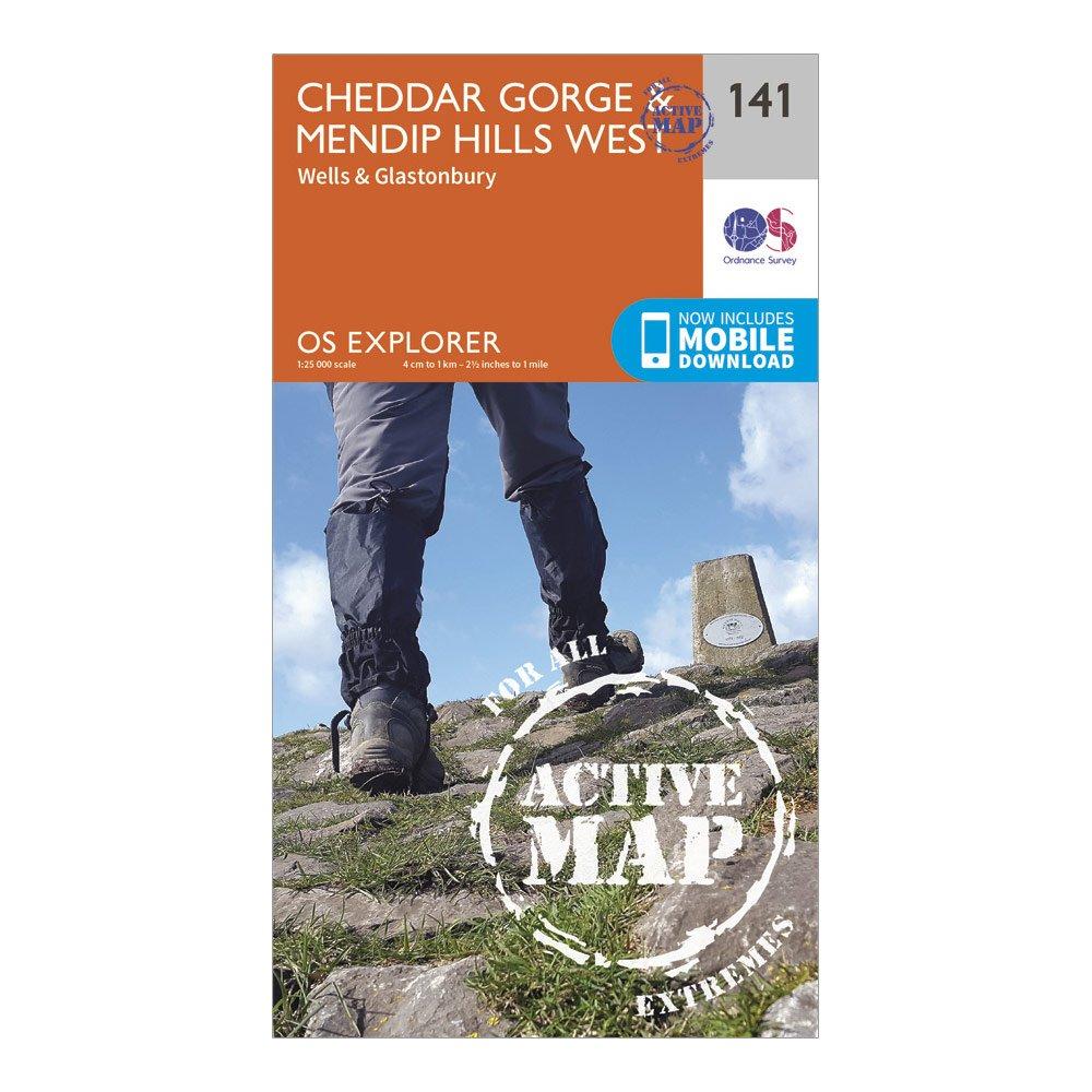 Image of Ordnance Survey Explorer Active 141 Cheddar Gorge & Mendip Hills West Map With Digital Version, D