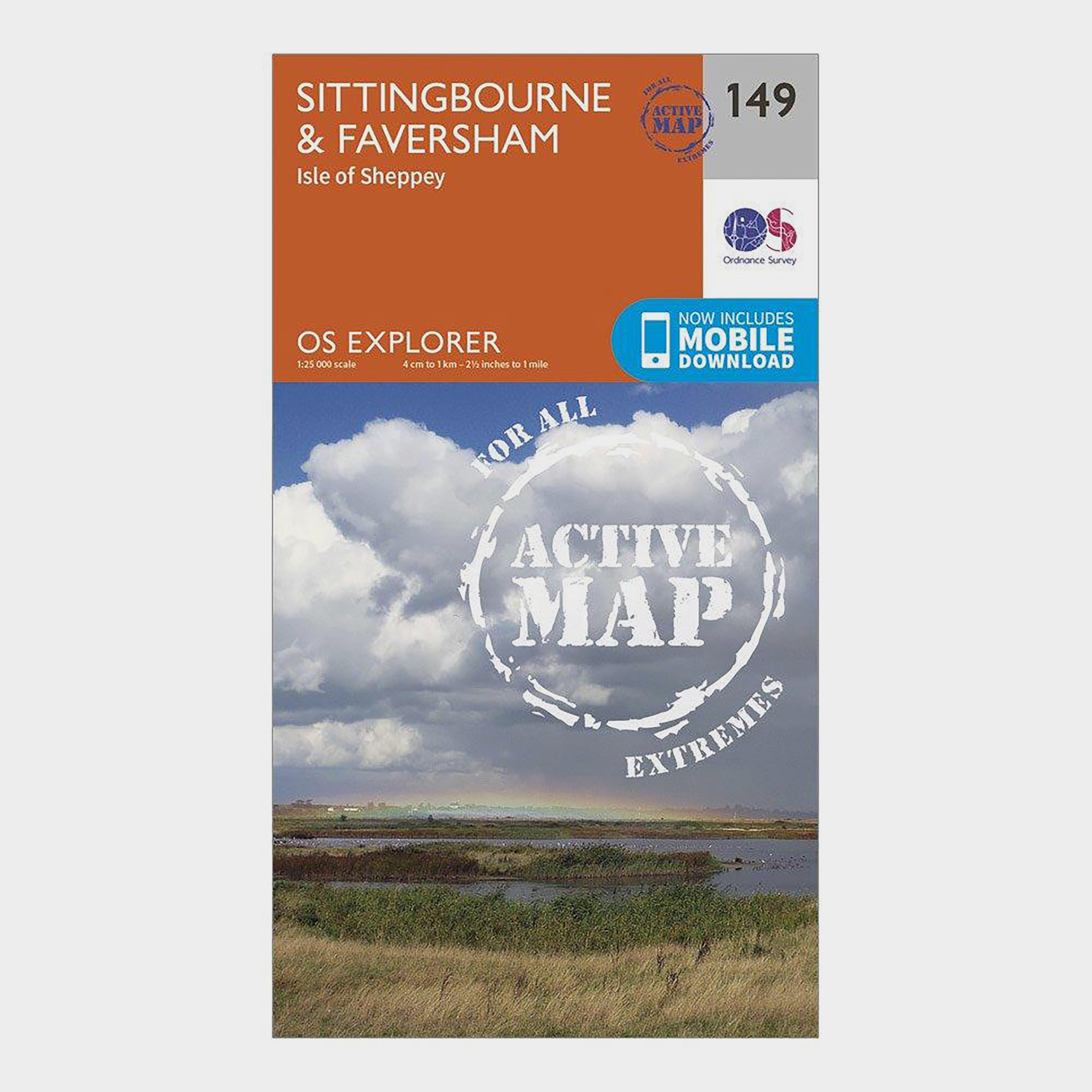 Image of Ordnance Survey Explorer Active 149 Sittingbourne & Faversham Map With Digital Version - Orange, Orange