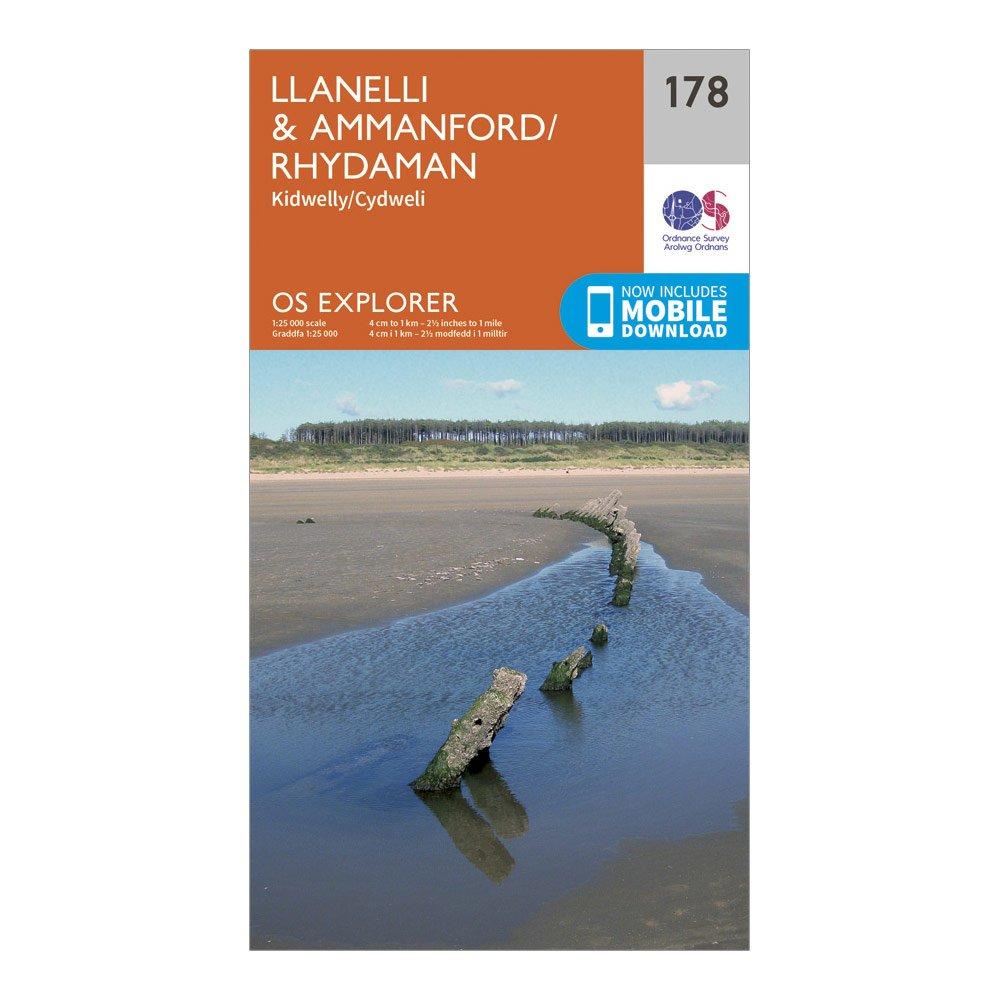 Image of Ordnance Survey Explorer 178 Llanelli & Ammanford Map With Digital Version - Orange, Orange