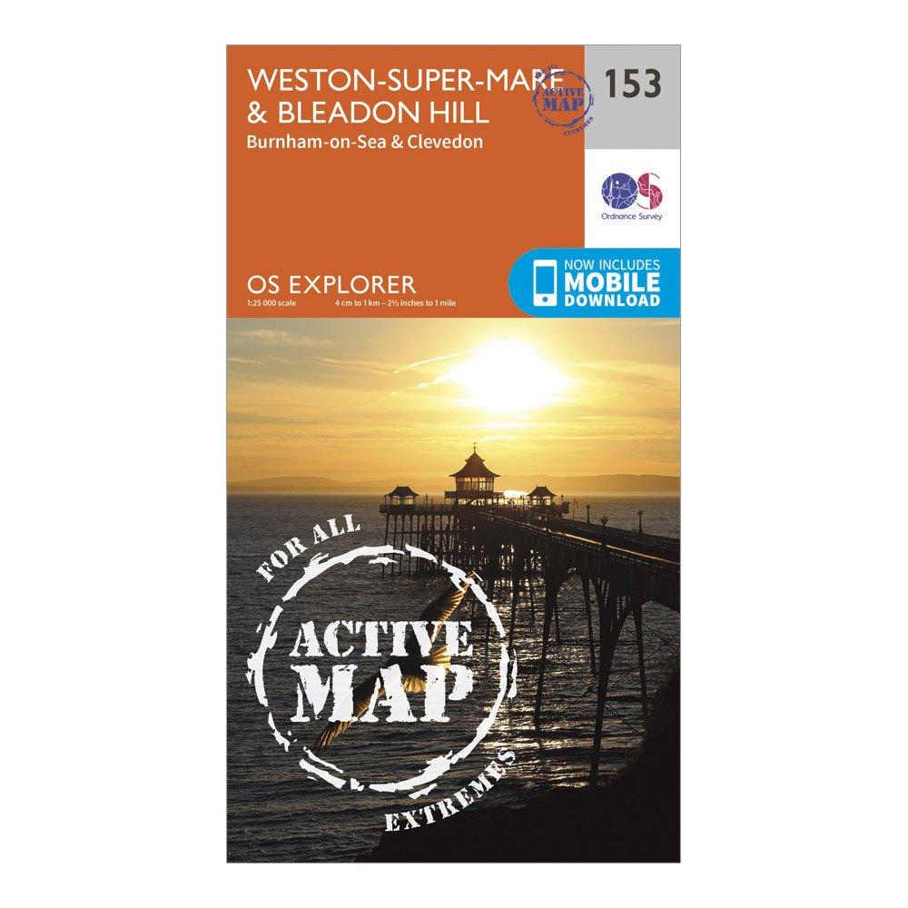 Explorer Active 153 Weston-Super-Mare & Bleadon Hill Map With Digital Version - Orange, Orange