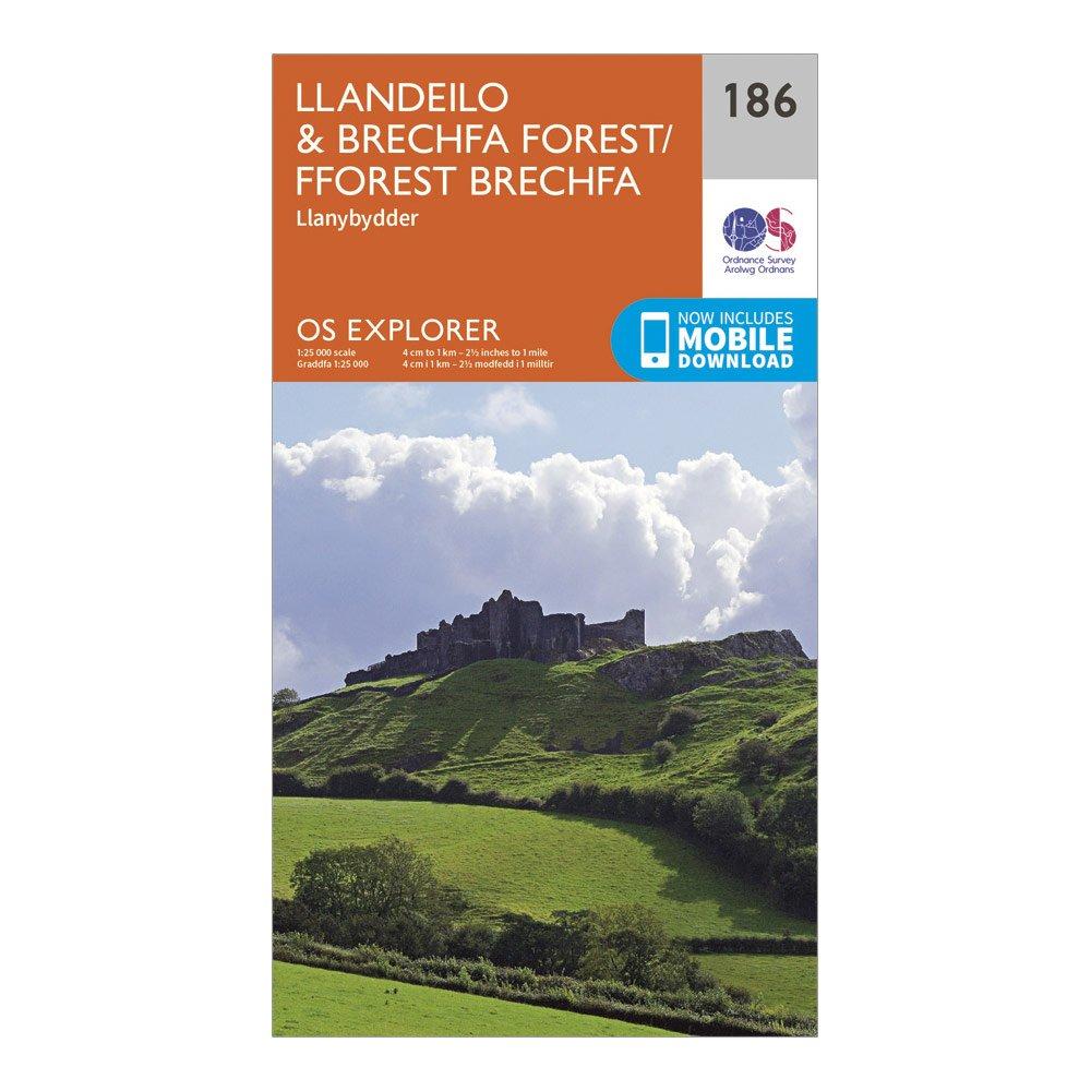 Image of Ordnance Survey Explorer 186 Llandeilo & Brechfa Forest Map With Digital Version - Orange, Orange