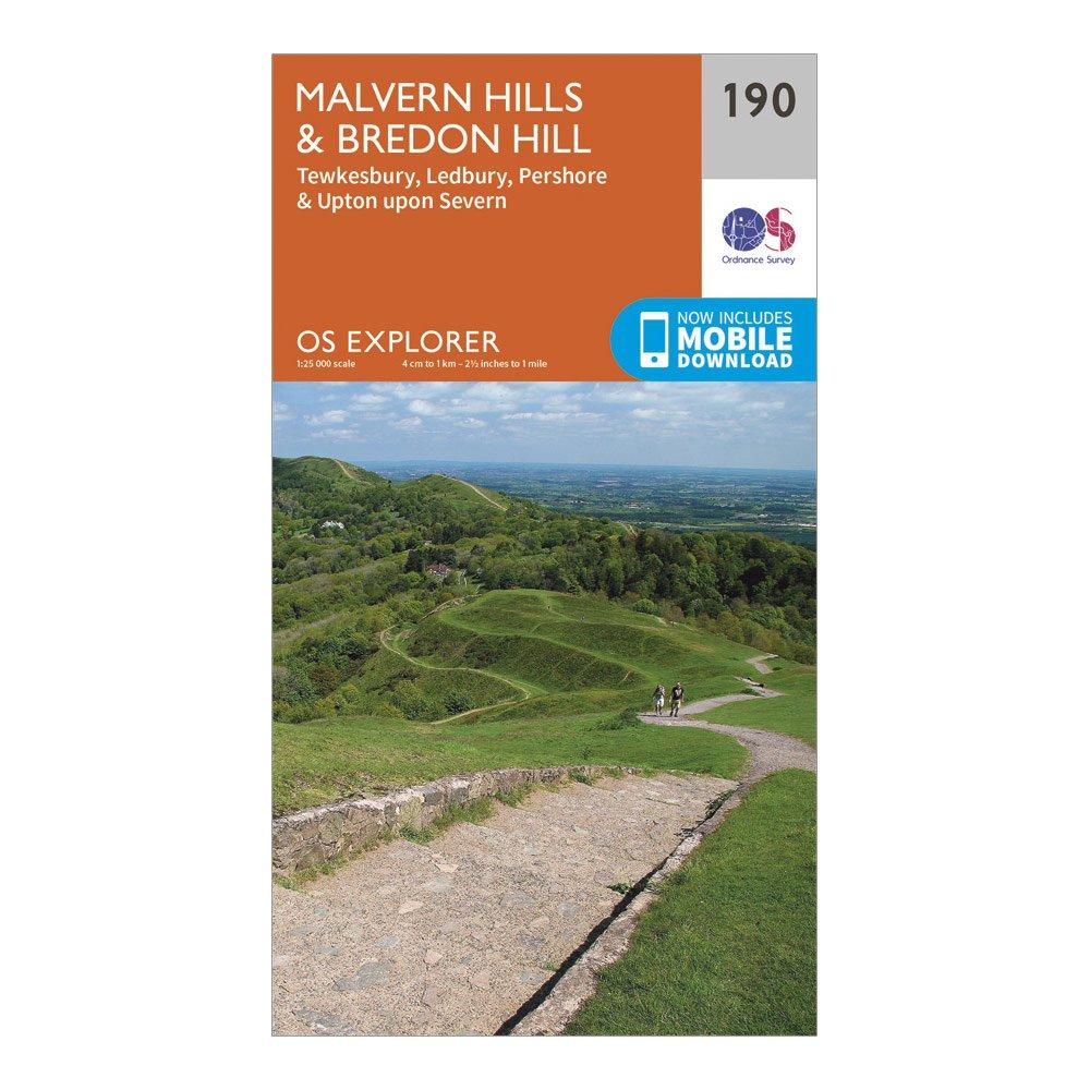 Image of Ordnance Survey Explorer 190 Malvern Hills & Bredon Hill Map With Digital Version - Orange, Orange