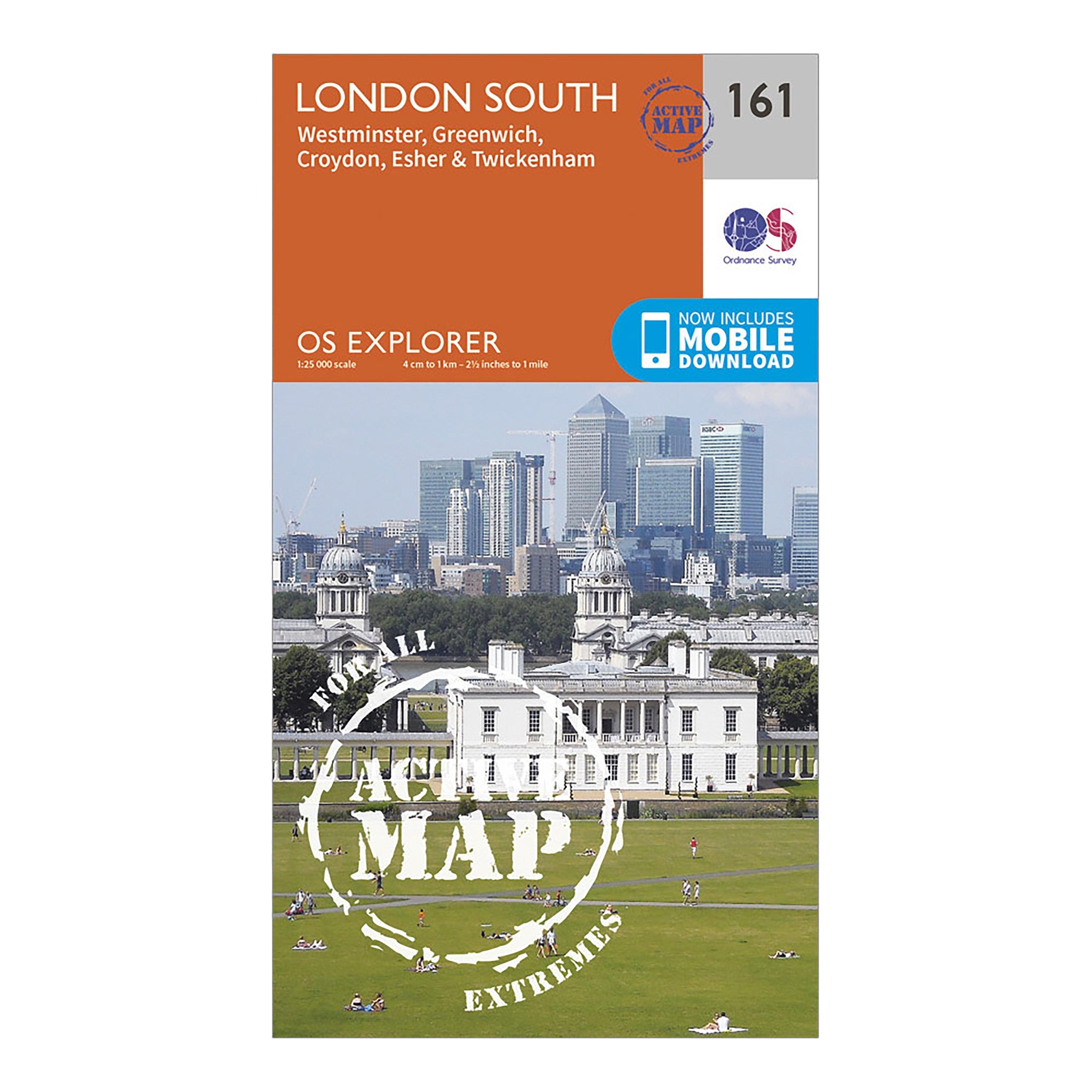 Image of Ordnance Survey Explorer Active 161 London South Map With Digital Version - Orange, Orange