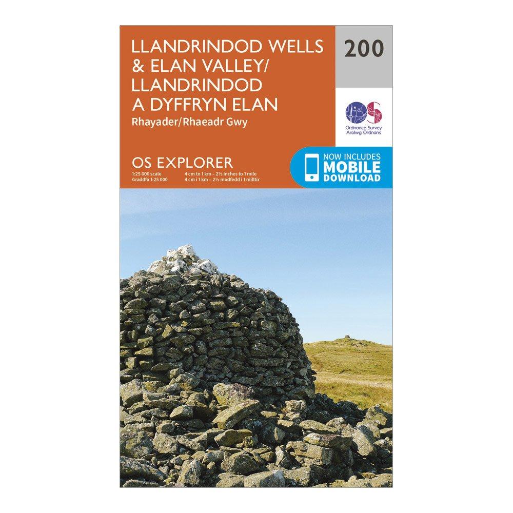 Image of Ordnance Survey Explorer 200 Llandrindod Wells & Elan Valley & Rhayader Map With Digital Version - Orange, Orange