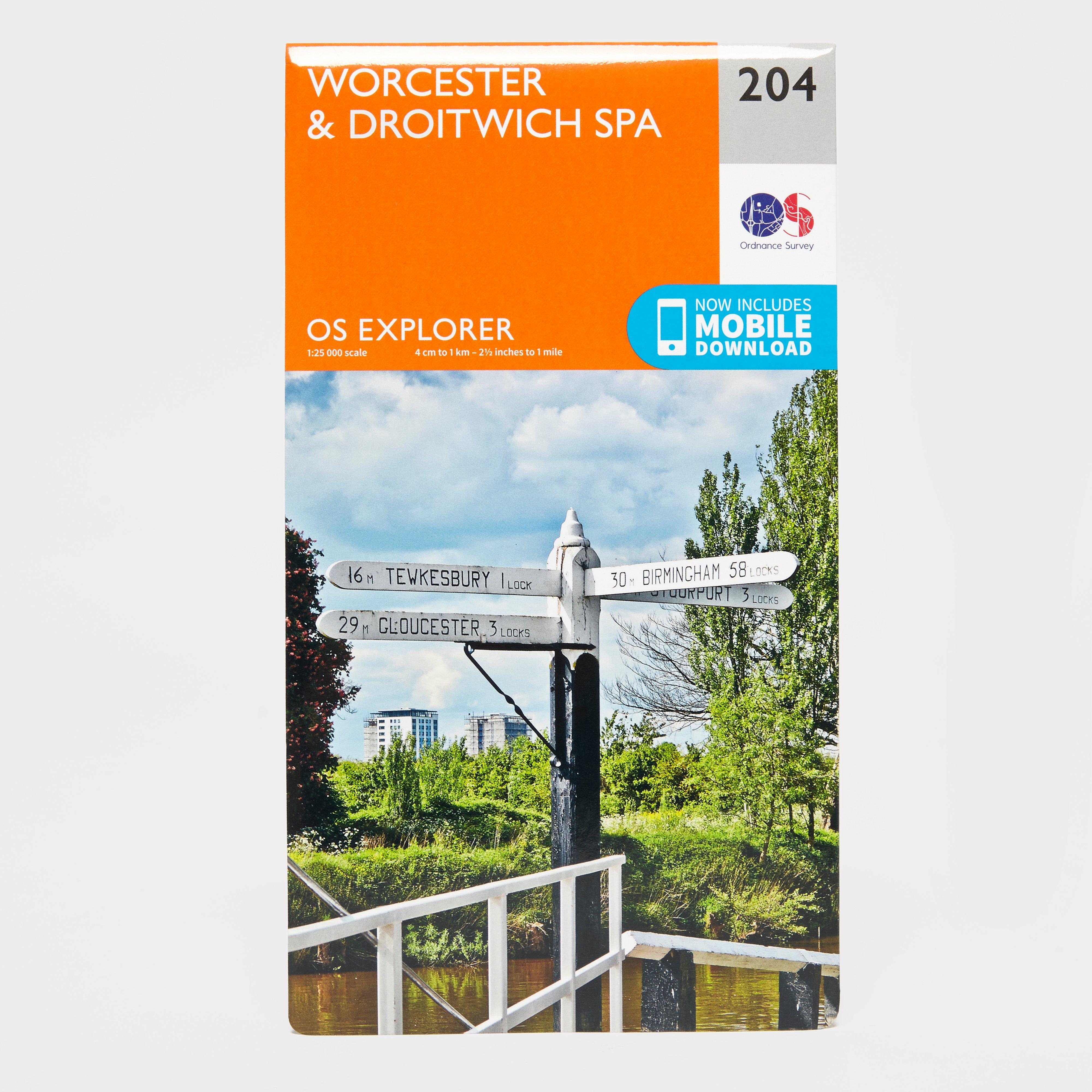 Image of Ordnance Survey Explorer 204 Worcester & Droitwich Spa Map With Digital Version - Orange, Orange