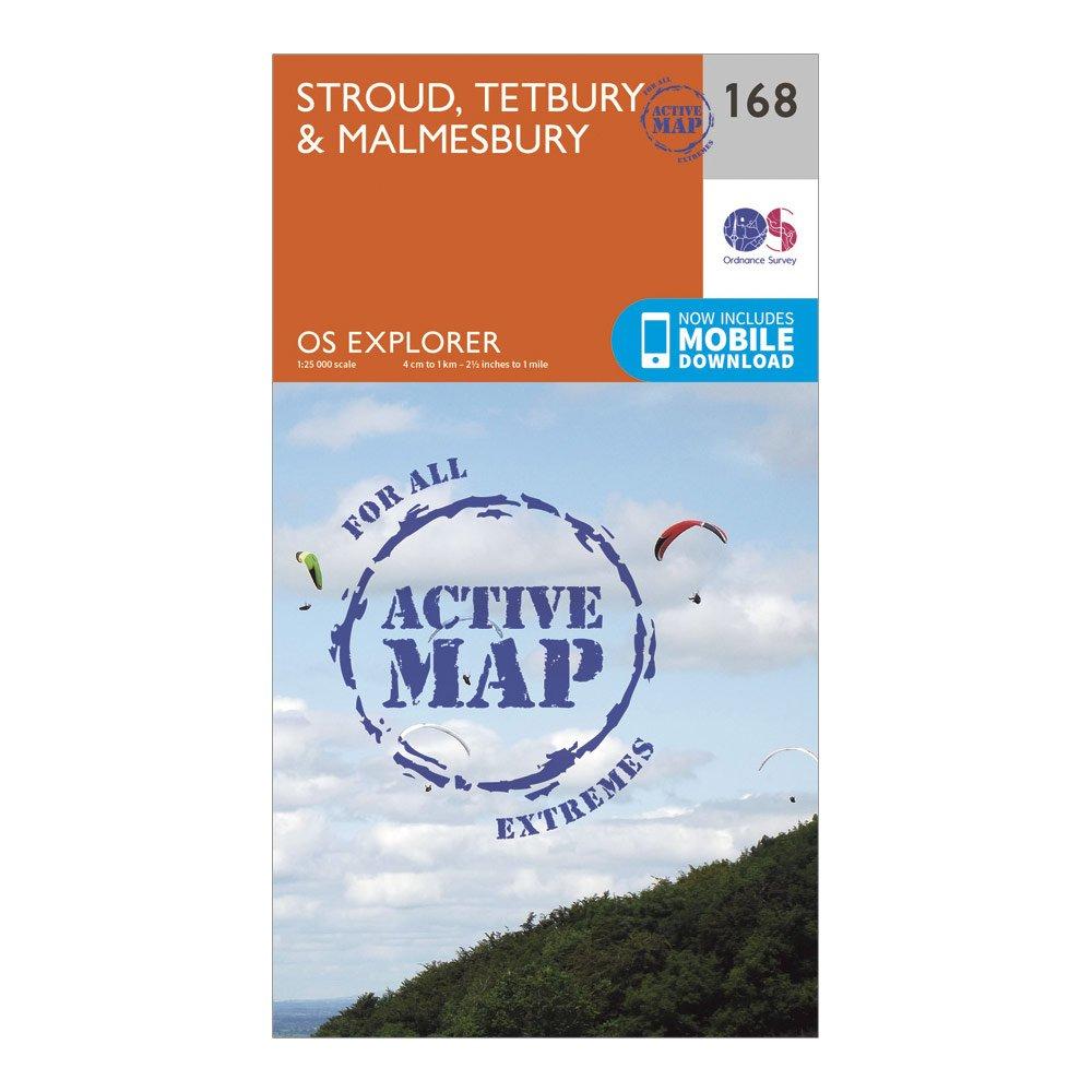 Image of Ordnance Survey Explorer Active 168 Stroud, Tetbury & Malmesbury Map With Digital Version - Orange, Orange