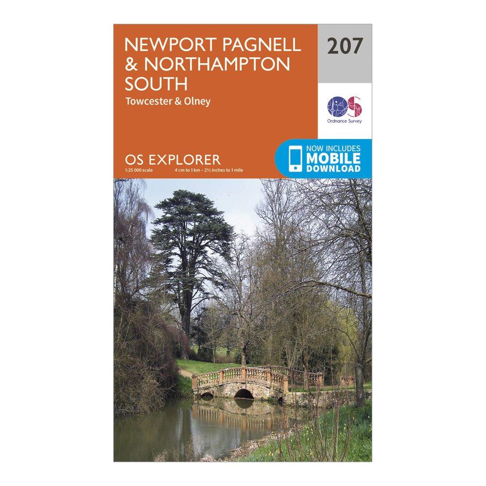 Image of Ordnance Survey Explorer 207 Newport Pagnell & Northampton South Map With Digital Version - Orange, Orange