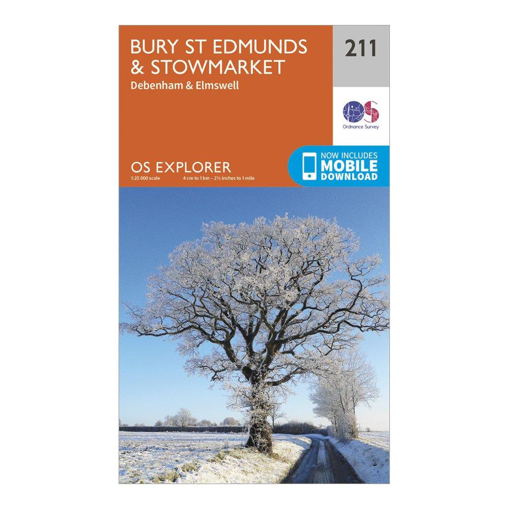 Image of Ordnance Survey Explorer 211 Bury St Edmunds & Stowmarket Map With Digital Version - Orange, Orange