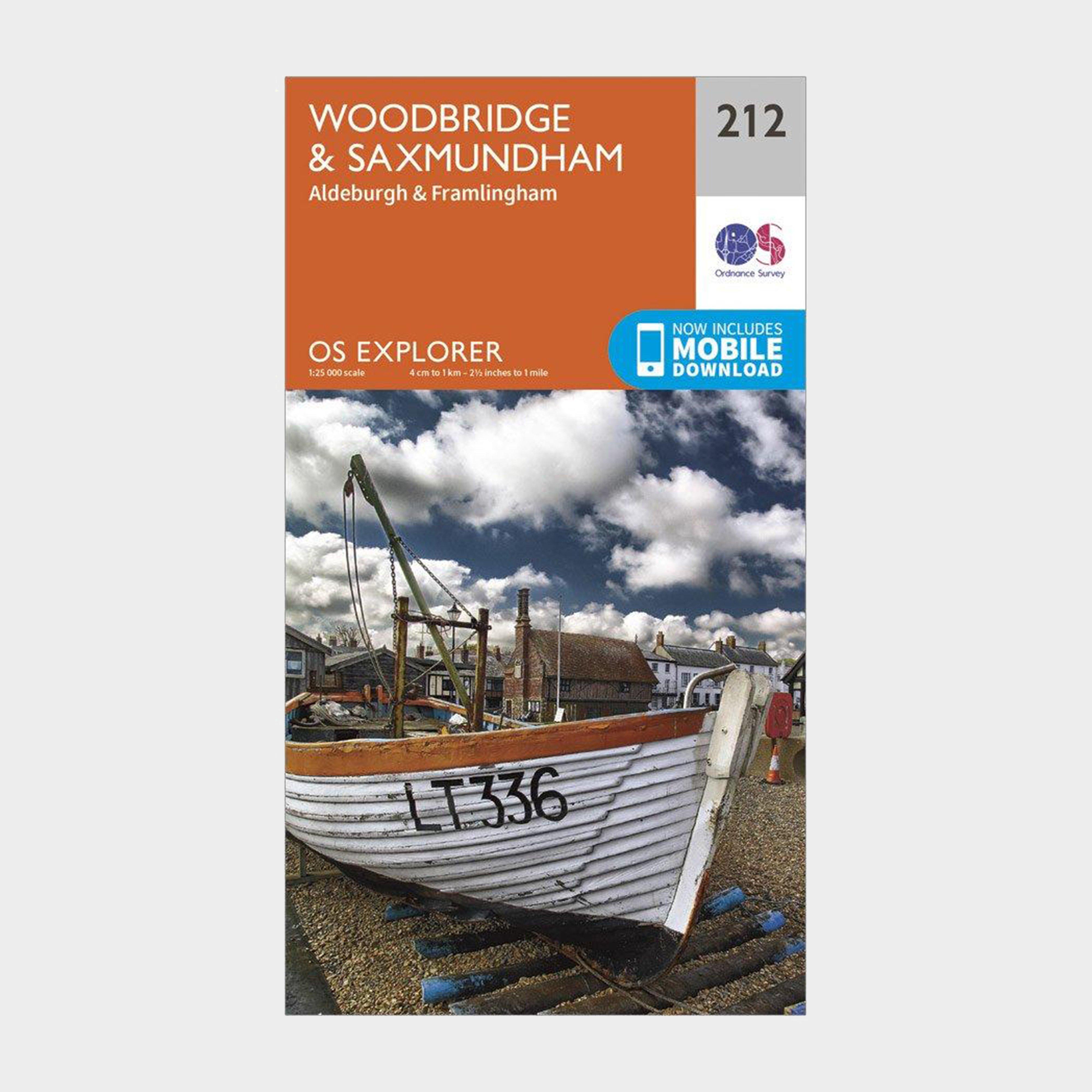 Image of Ordnance Survey Explorer 212 Woodbridge & Saxmundham Map With Digital Version - Orange, Orange