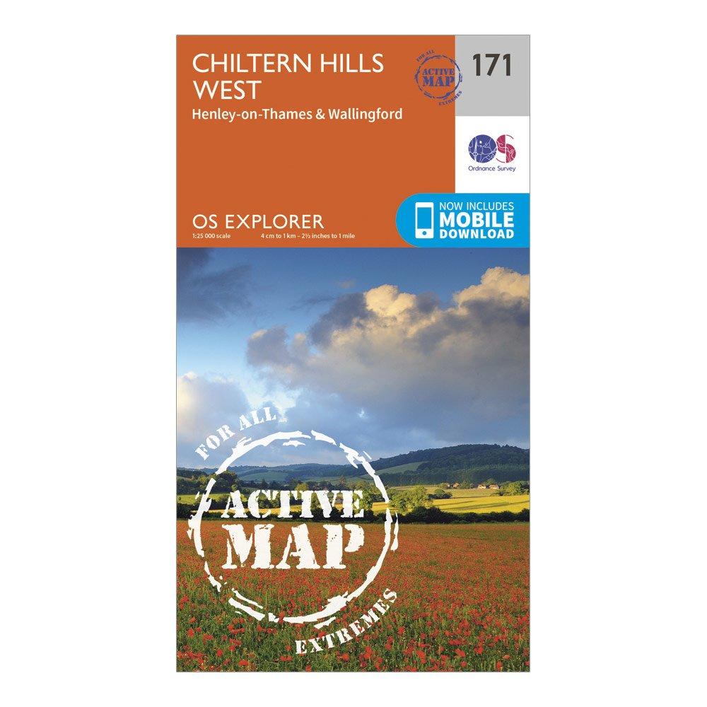 Image of Ordnance Survey Explorer Active 171 Chiltern Hills West, Henley-On-Thames & Wallingford Map With Digital Version - Orange, Orange