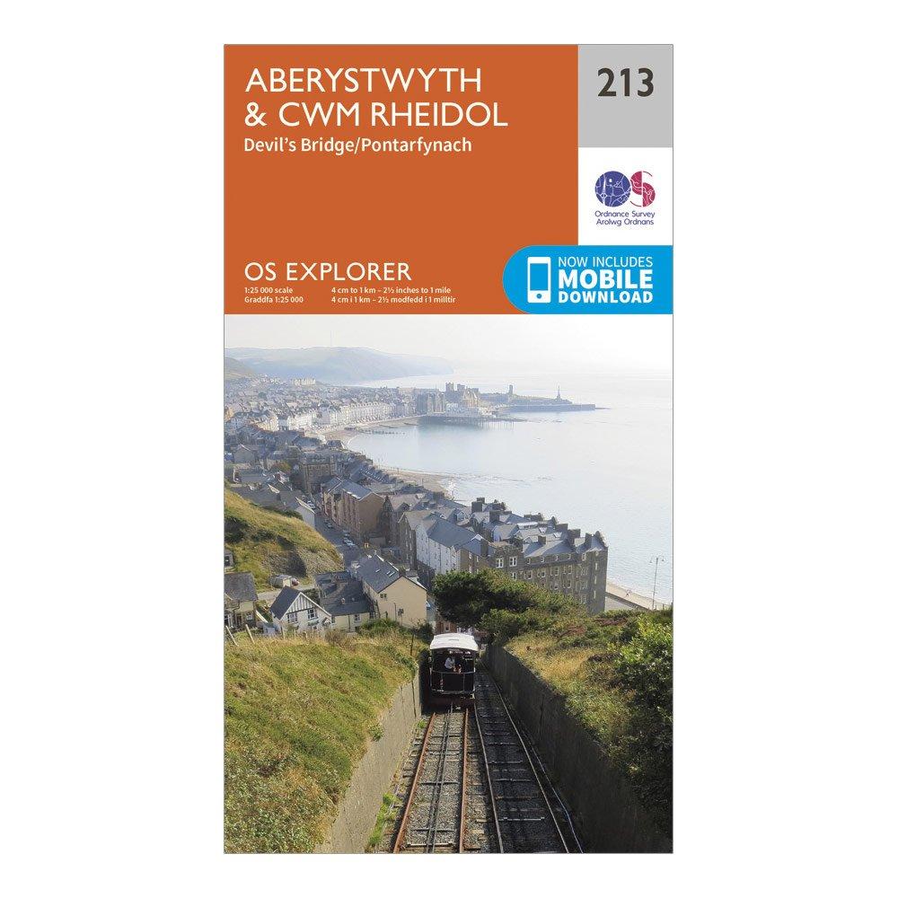 Image of Ordnance Survey Explorer 213 Aberystwyth & Cwn Rheidol Map With Digital Version - Orange, Orange