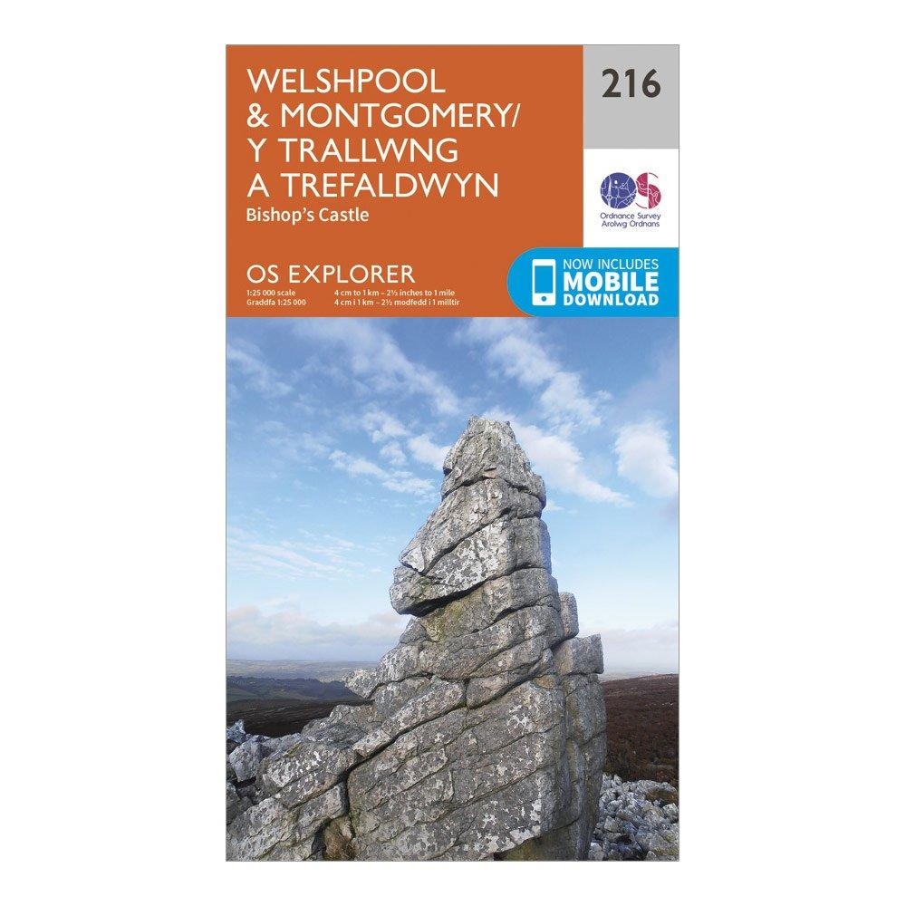 Image of Ordnance Survey Explorer 216 Welshpool & Montegomery Map With Digital Version - Orange, Orange