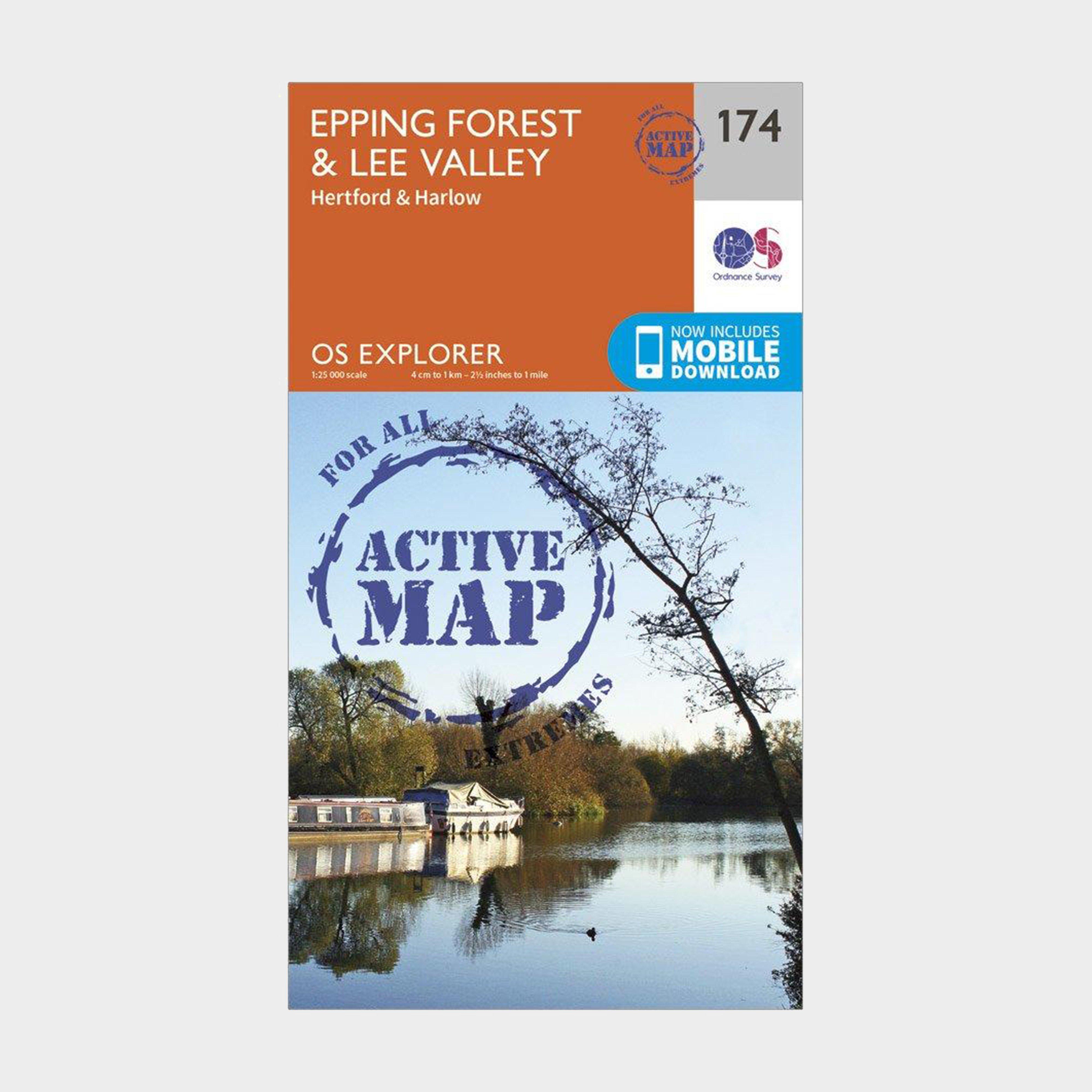 Image of Ordnance Survey Explorer Active 174 Epping Forest & Lee Valley Map With Digital Version - Orange, Orange