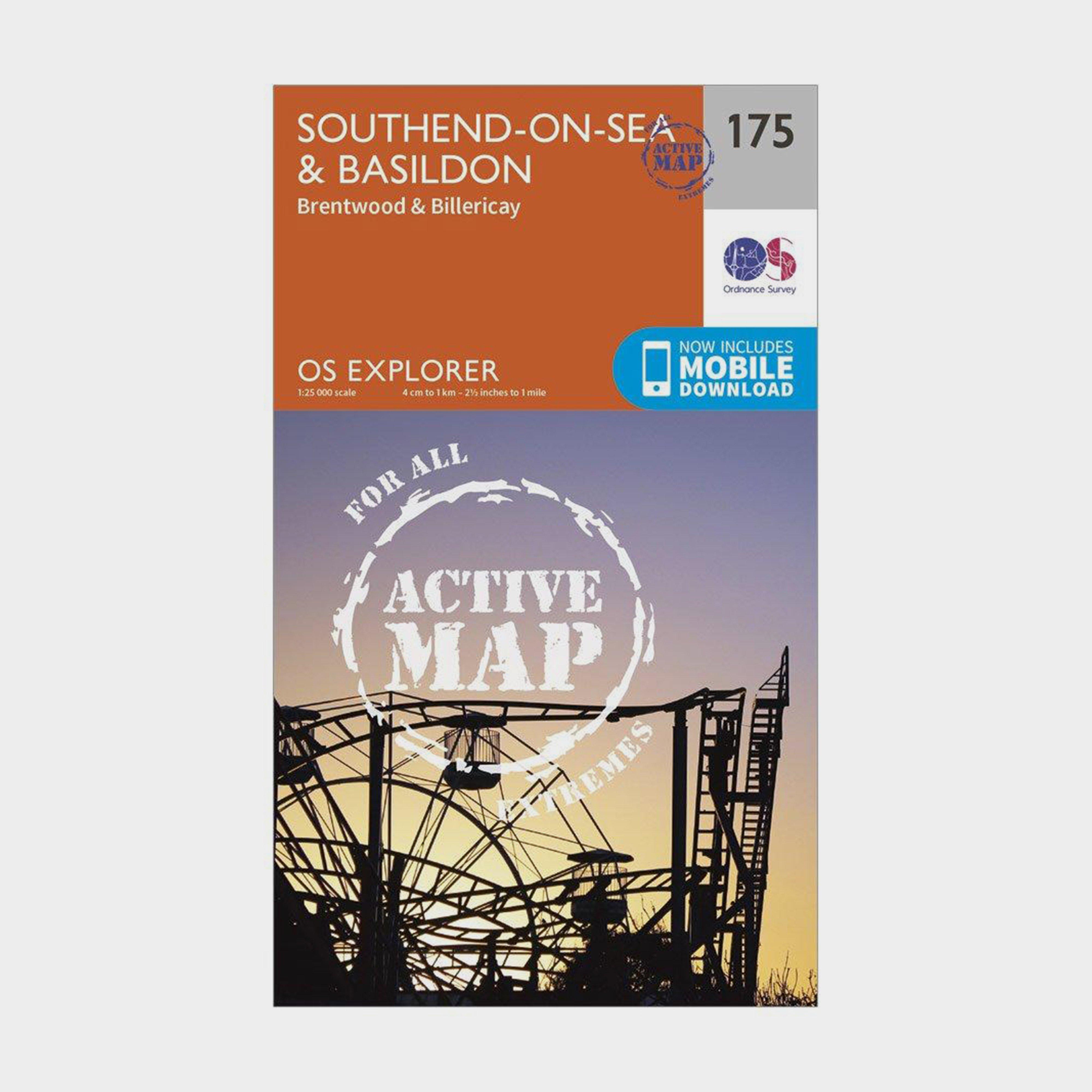 Image of Ordnance Survey Explorer Active 175 Southend-On-Sea & Basildon Map With Digital Version - Orange, Orange