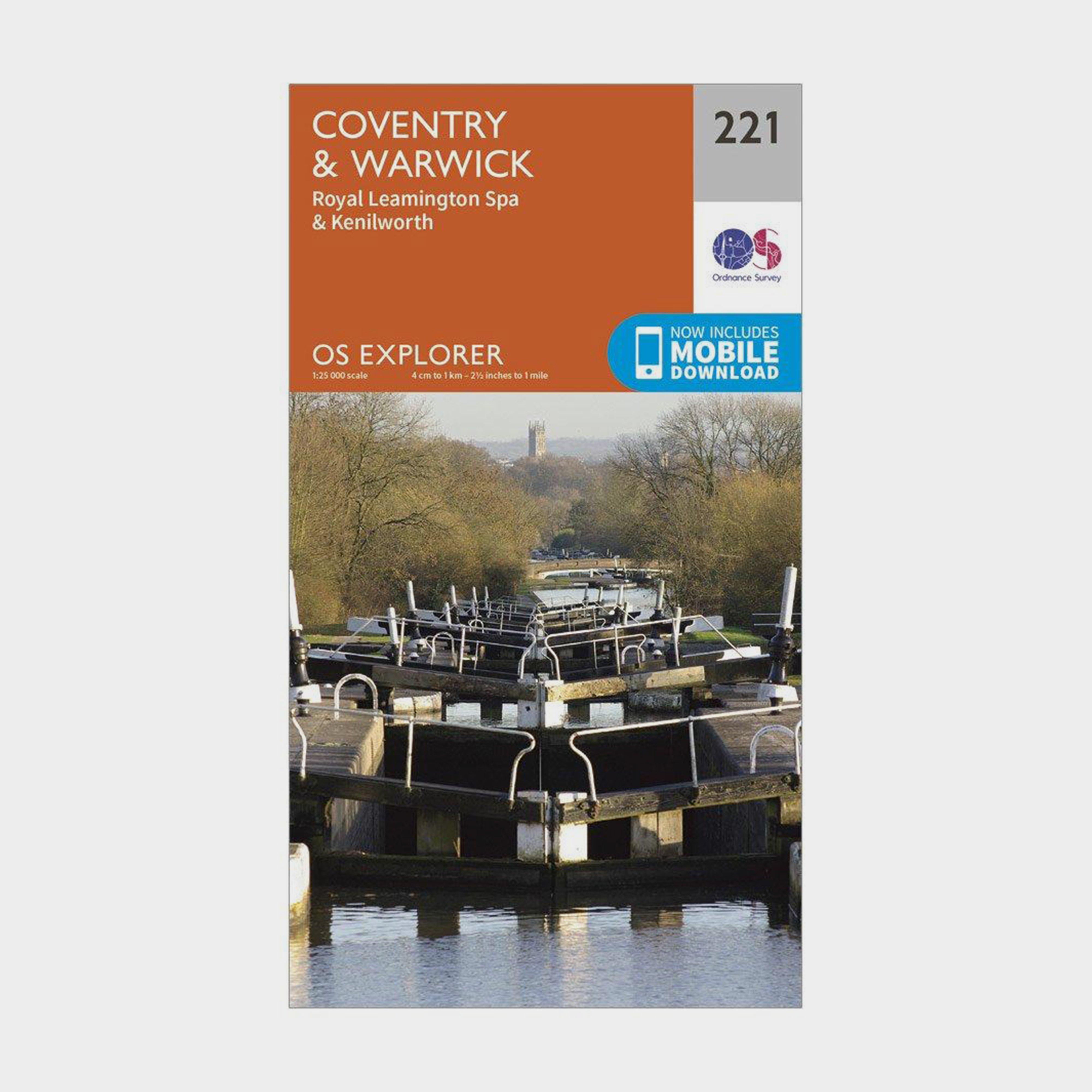 Image of Ordnance Survey Explorer 221 Coventry, Warwick, Royal Leamington Spa & Kenilworth Map With Digital Version - Orange, Orange
