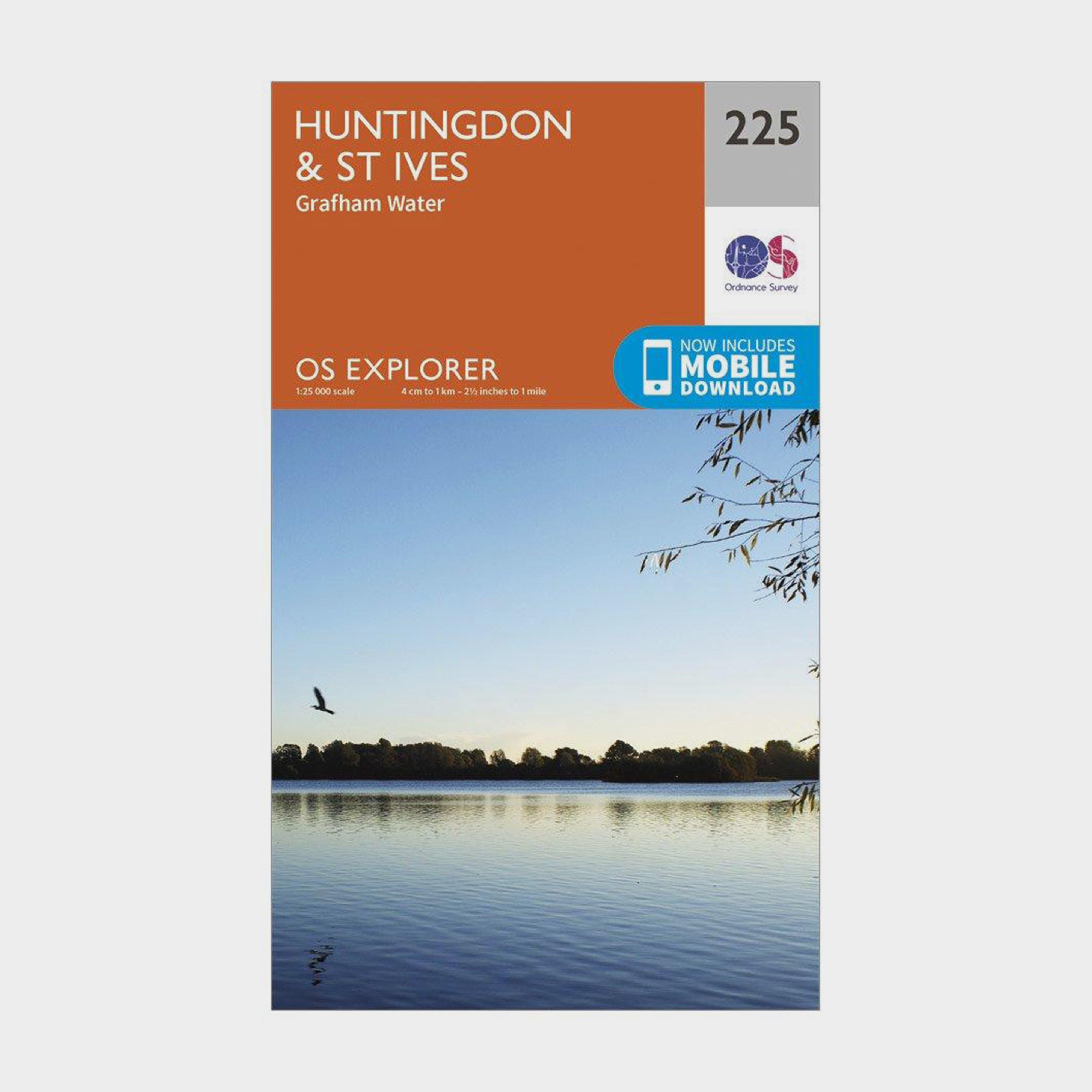 Explorer 225 Huntingdon, St Ives & Grafham Water Map With Digital Version - Orange, Orange