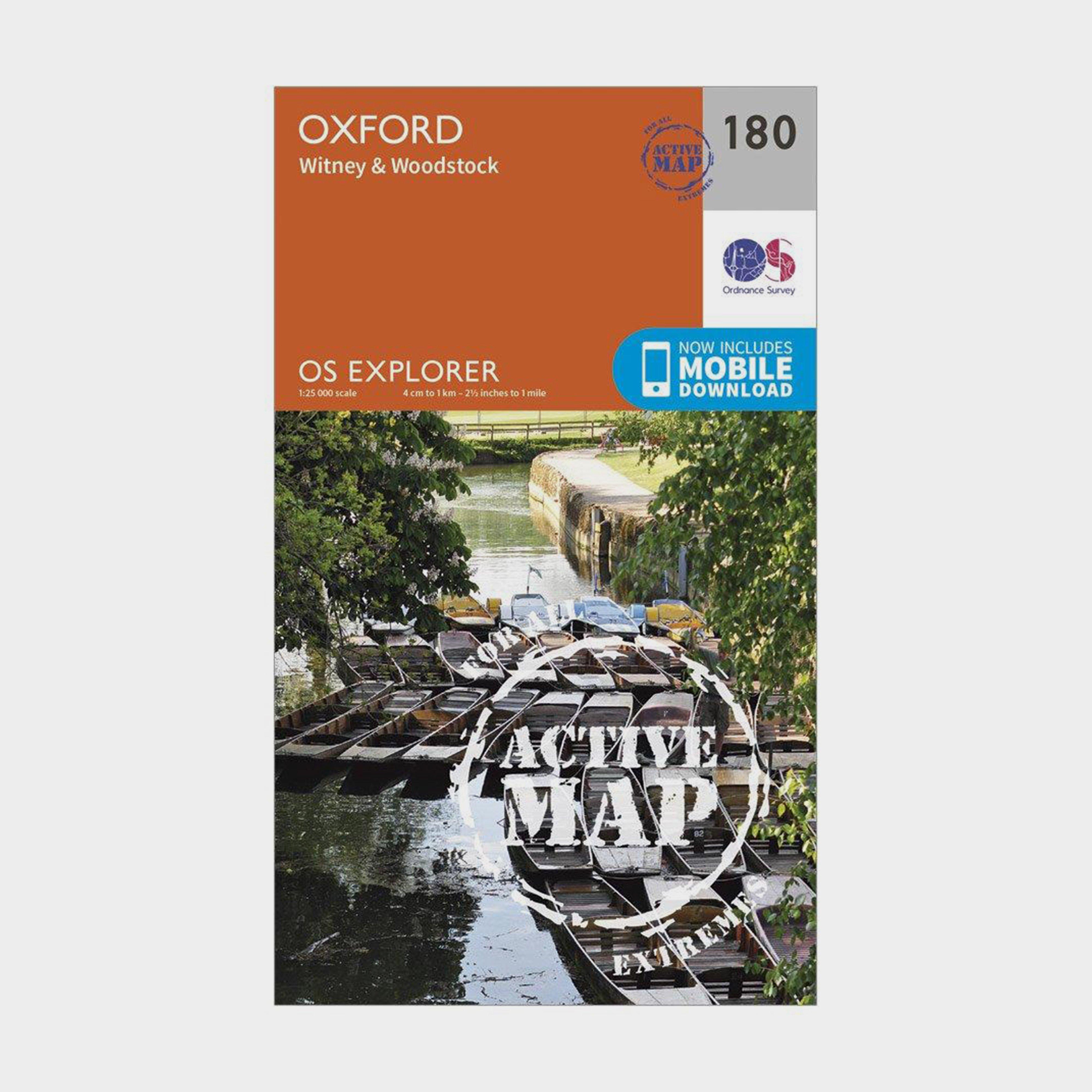 Image of Ordnance Survey Explorer Active 180 Oxford, Witney & Woodstock Map With Digital Version - Orange, Orange