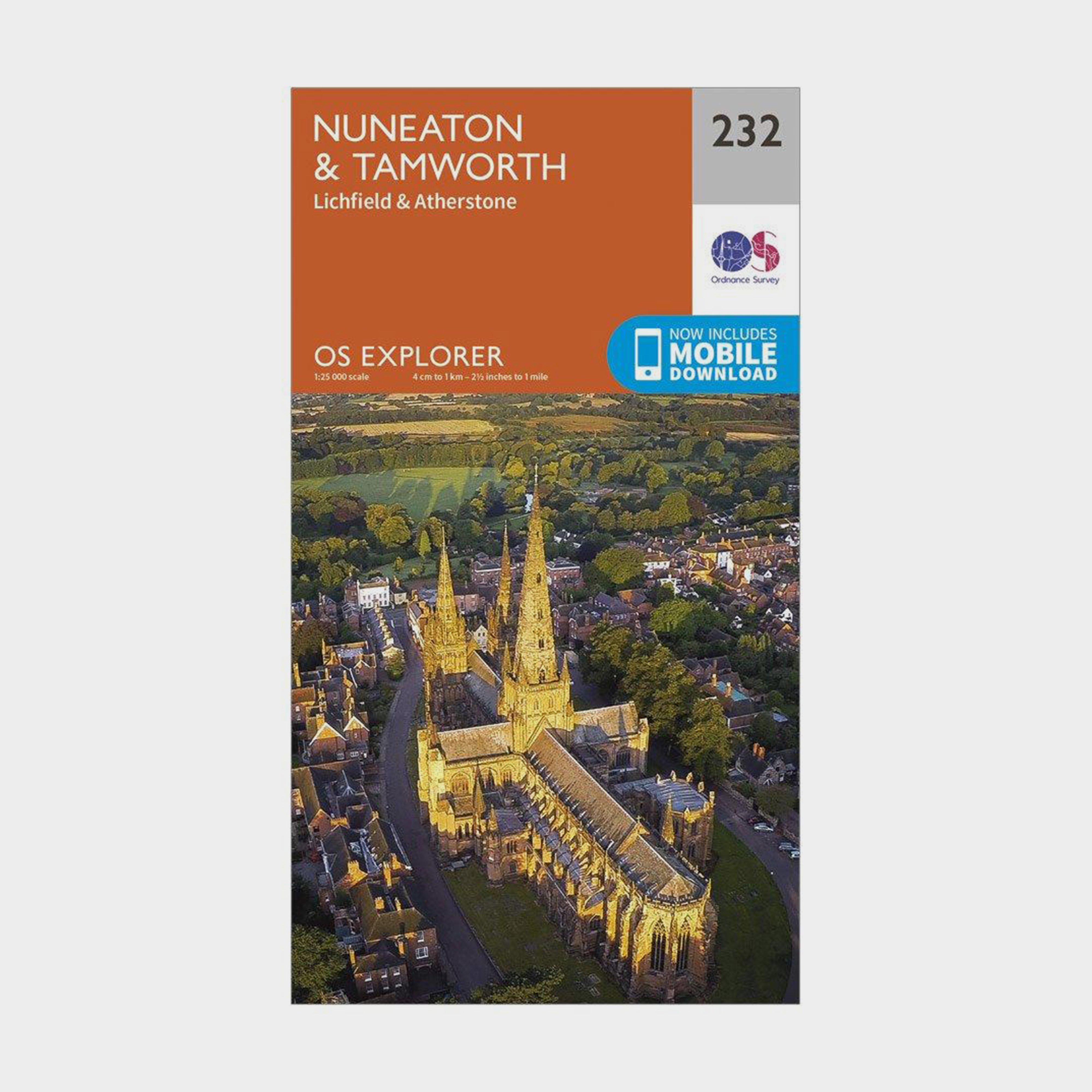 Explorer 232 Nuneaton & Tamworth Map With Digital Version - Orange, Orange