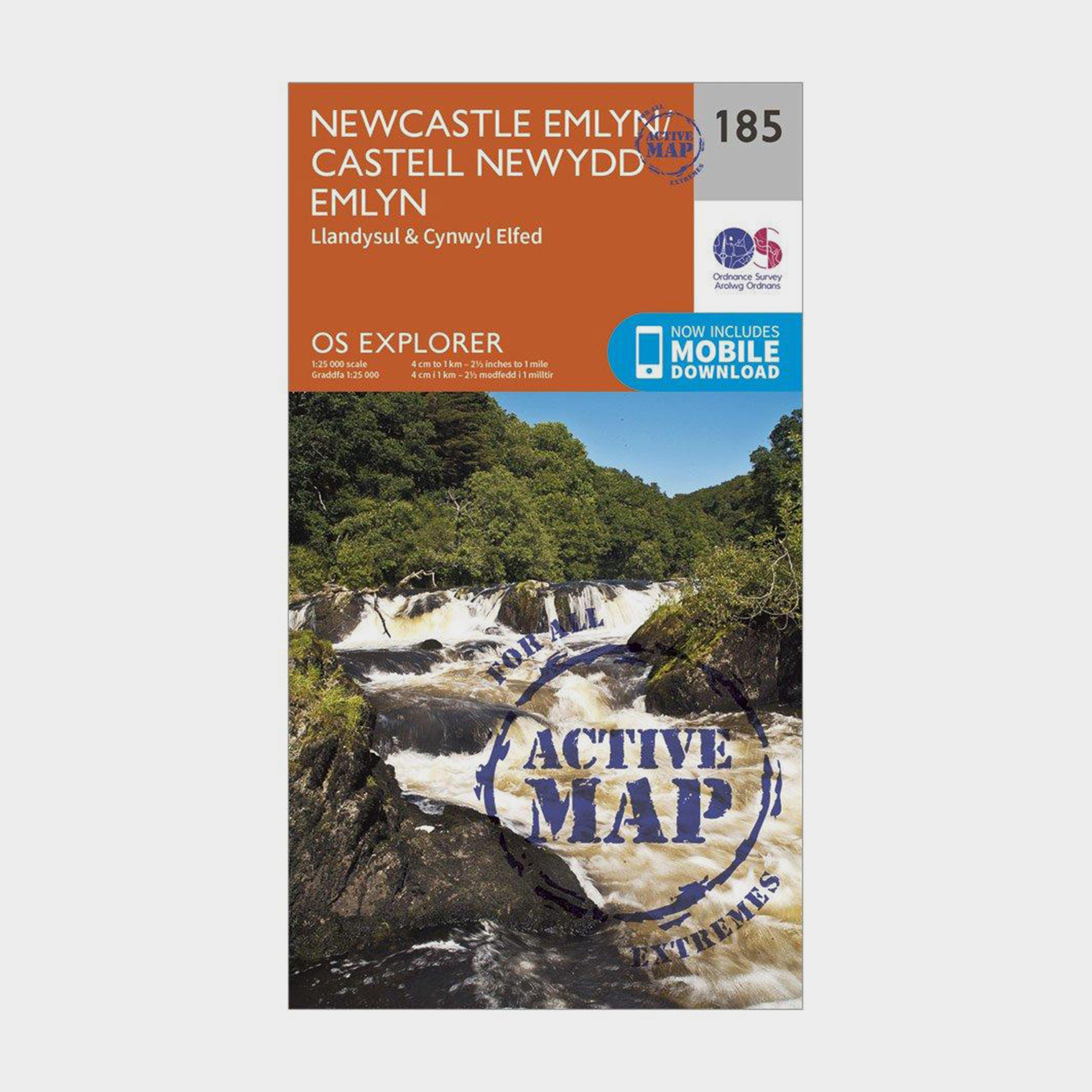 Image of Ordnance Survey Explorer Active 185 Newcastle Emlyn, Llandysul & Cynwyl Elfed Map With Digital Version - Orange, Orange