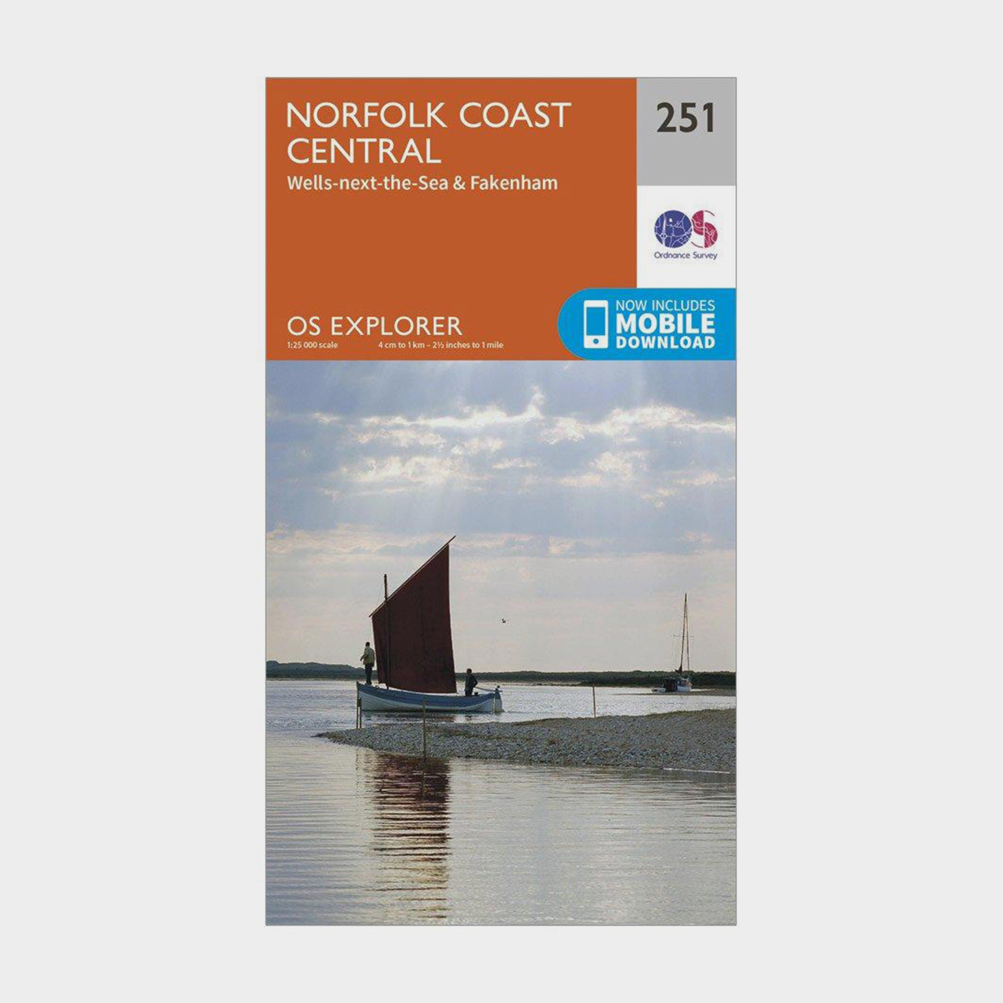 Image of Ordnance Survey Explorer 251 Norfolk Coast Central Map With Digital Version - Orange, Orange