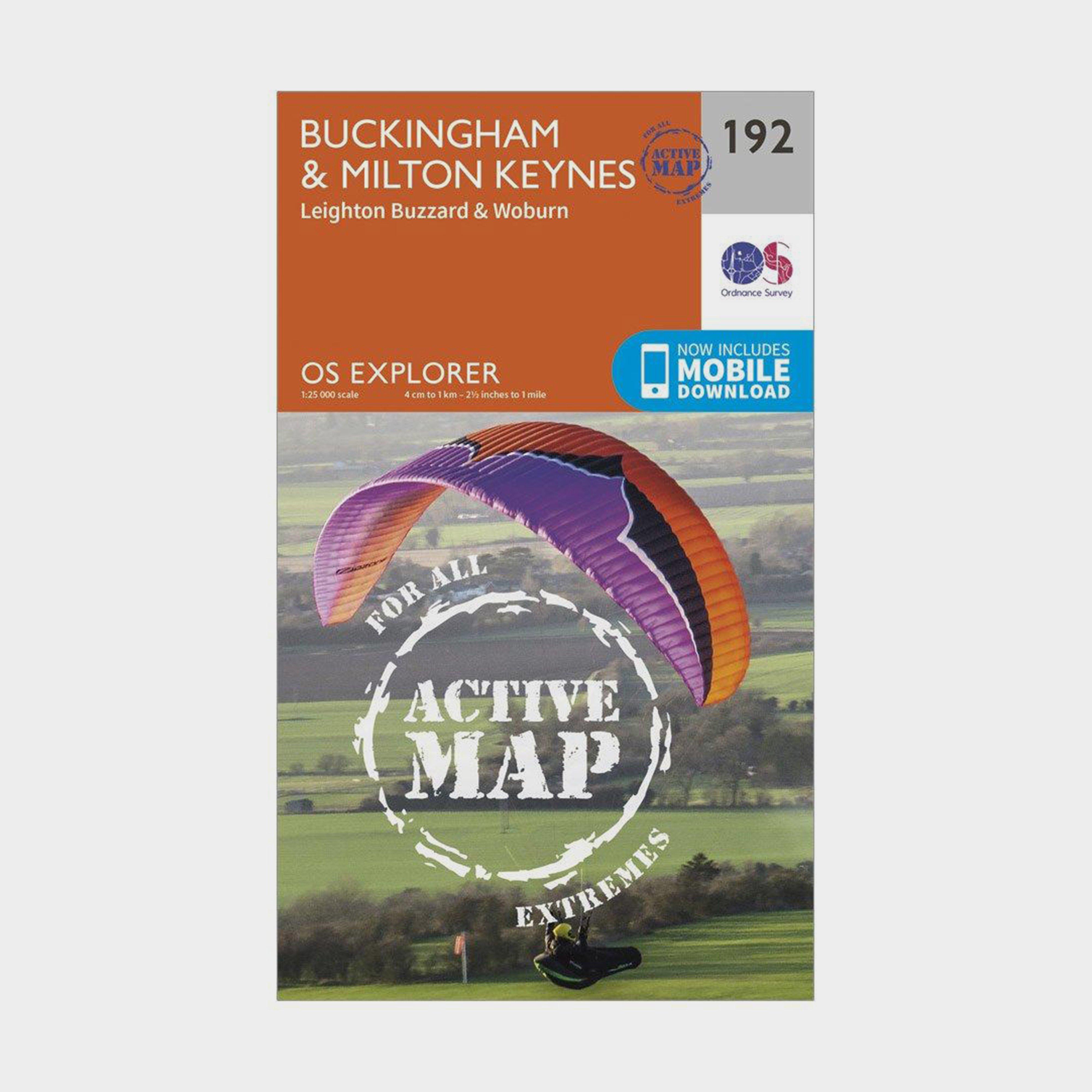 Image of Ordnance Survey Explorer Active 192 Buckingham & Milton Keynes Map With Digital Version - Orange, Orange