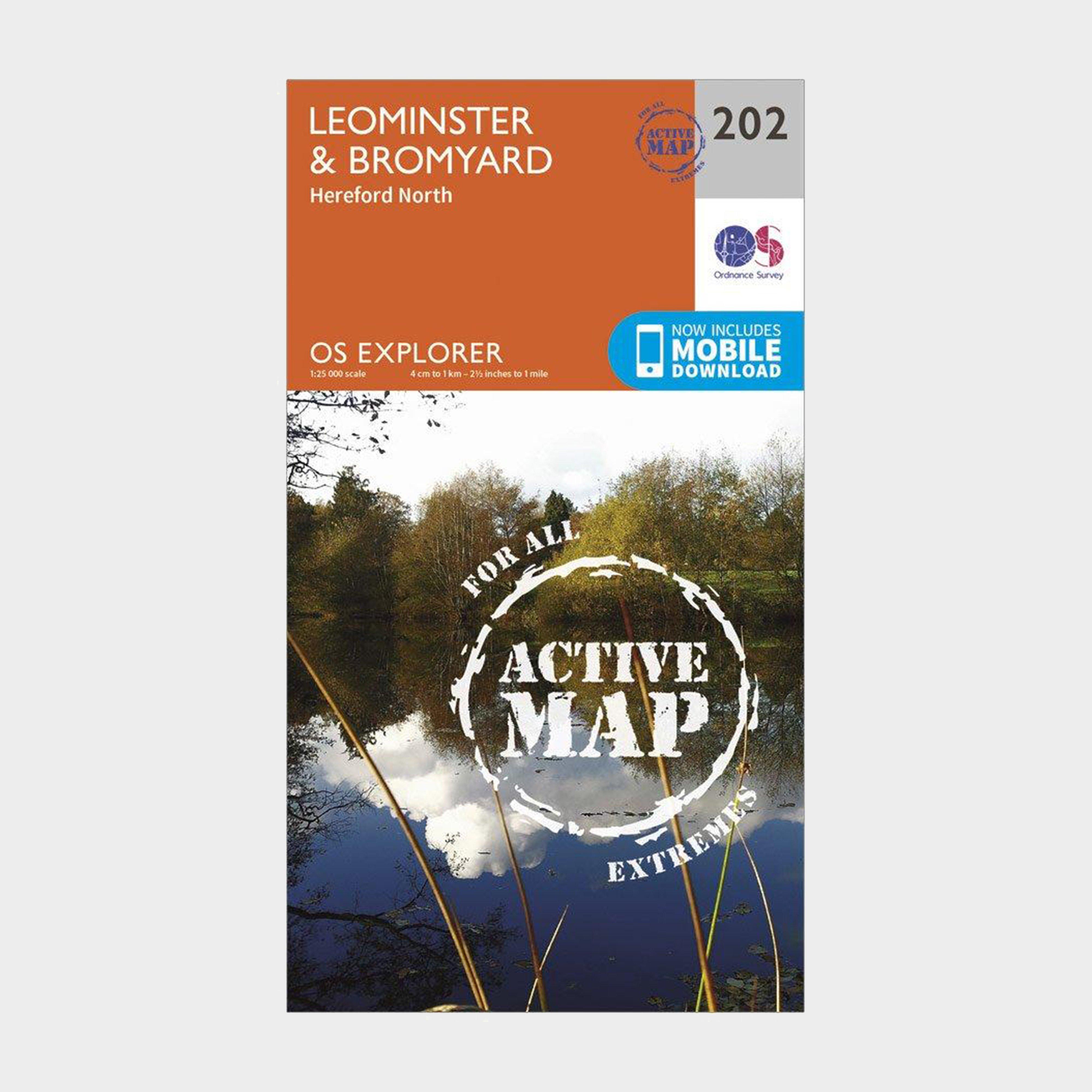 Image of Ordnance Survey Explorer Active 202 Leominster & Bromyard Map With Digital Version - Orange, Orange