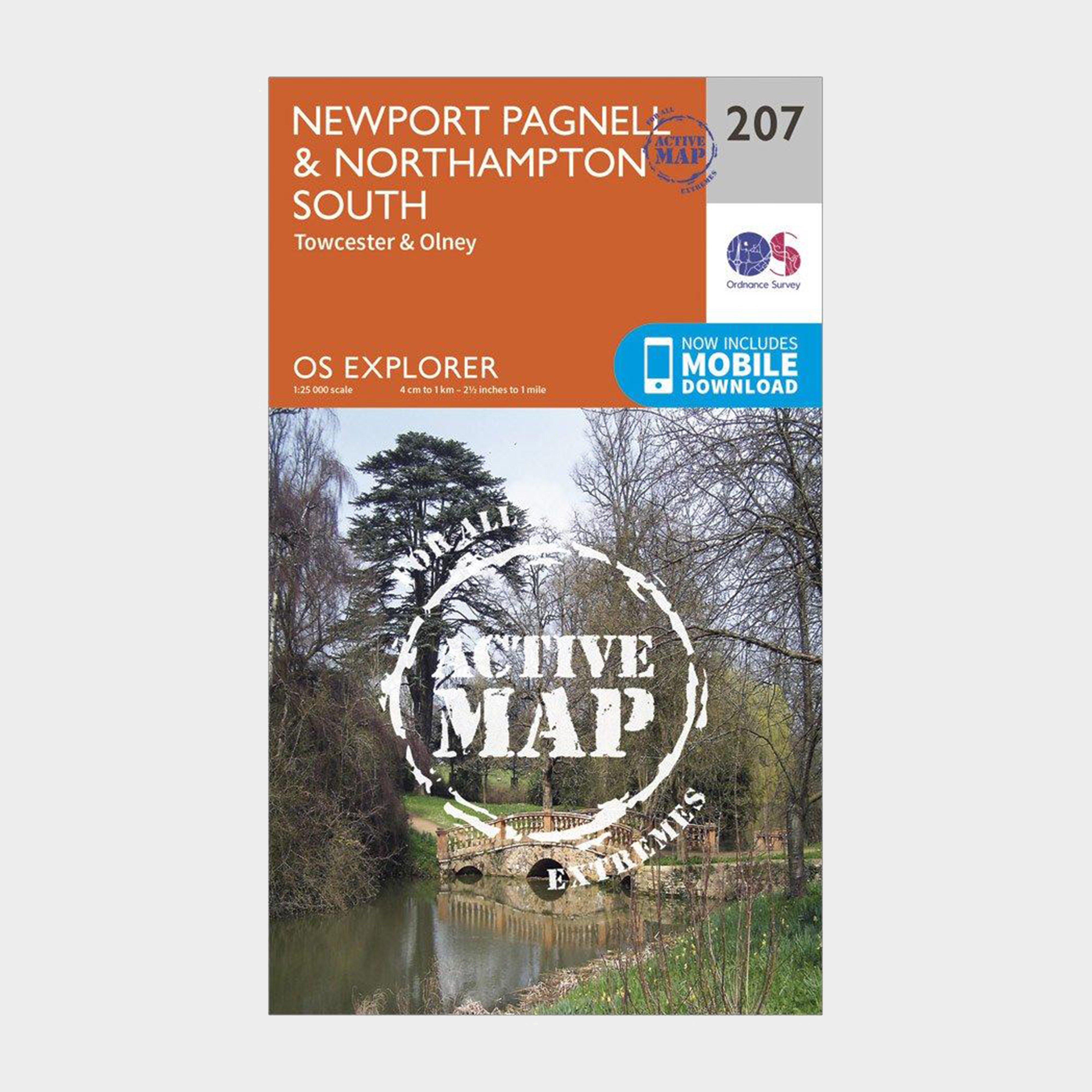 Image of Ordnance Survey Explorer Active 207 Newport Pagnell & Northampton South Map With Digital Version - Orange, Orange